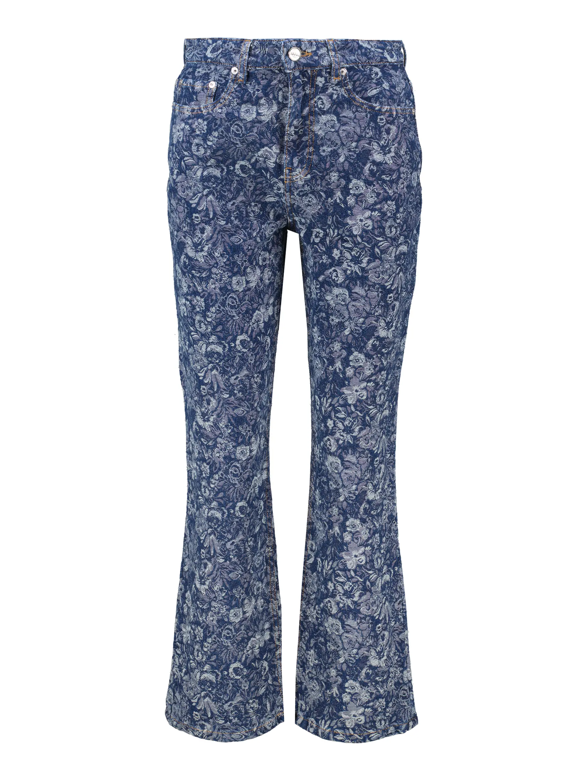 High Rise Bootcut Jeans mit Blumenprint - Artikel Vorderseite - Farbe: Blau