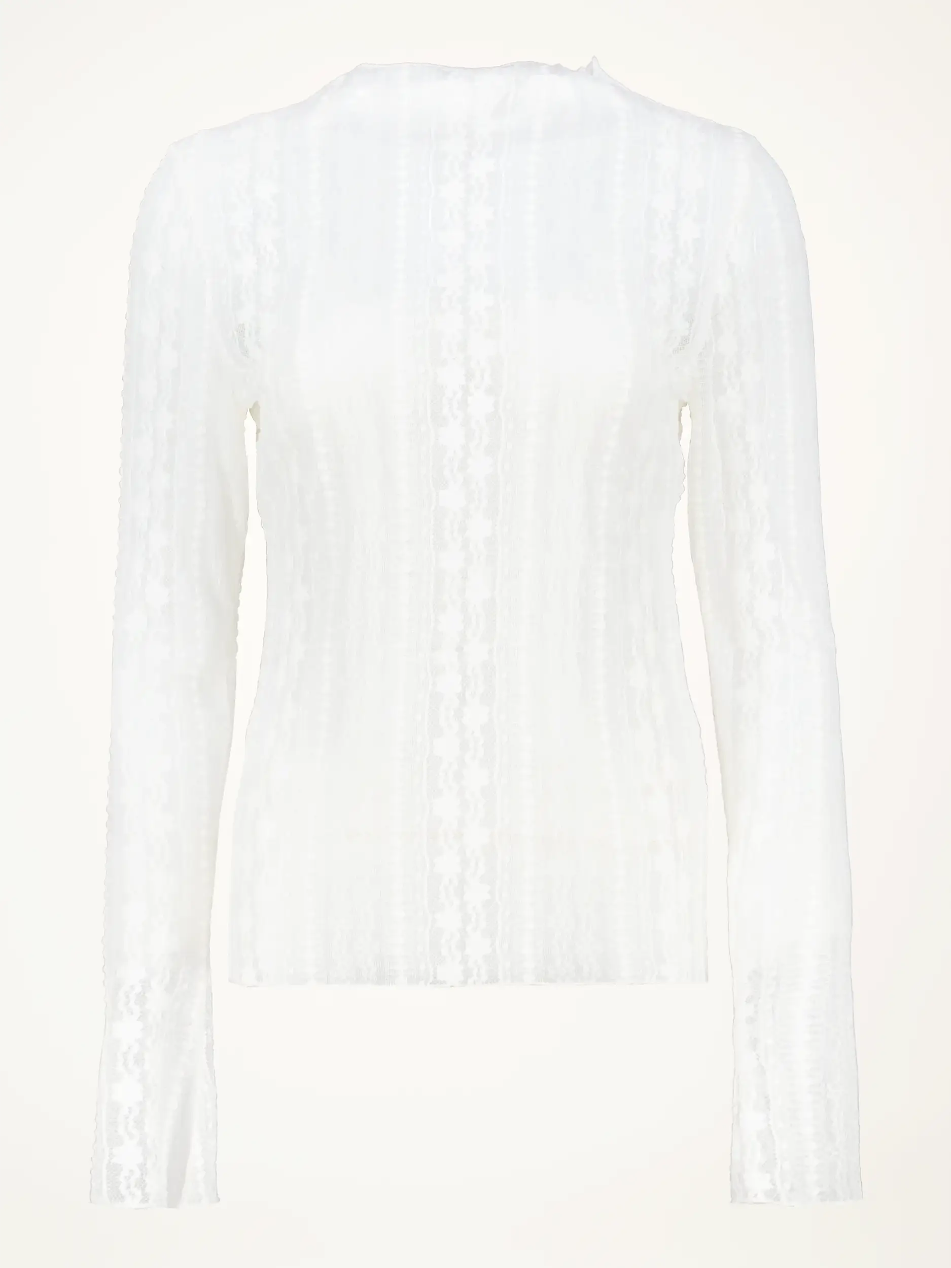 Transparentes Langarmshirt 'Zahara' mit Spitze - Artikelansicht - Farbe: Creme