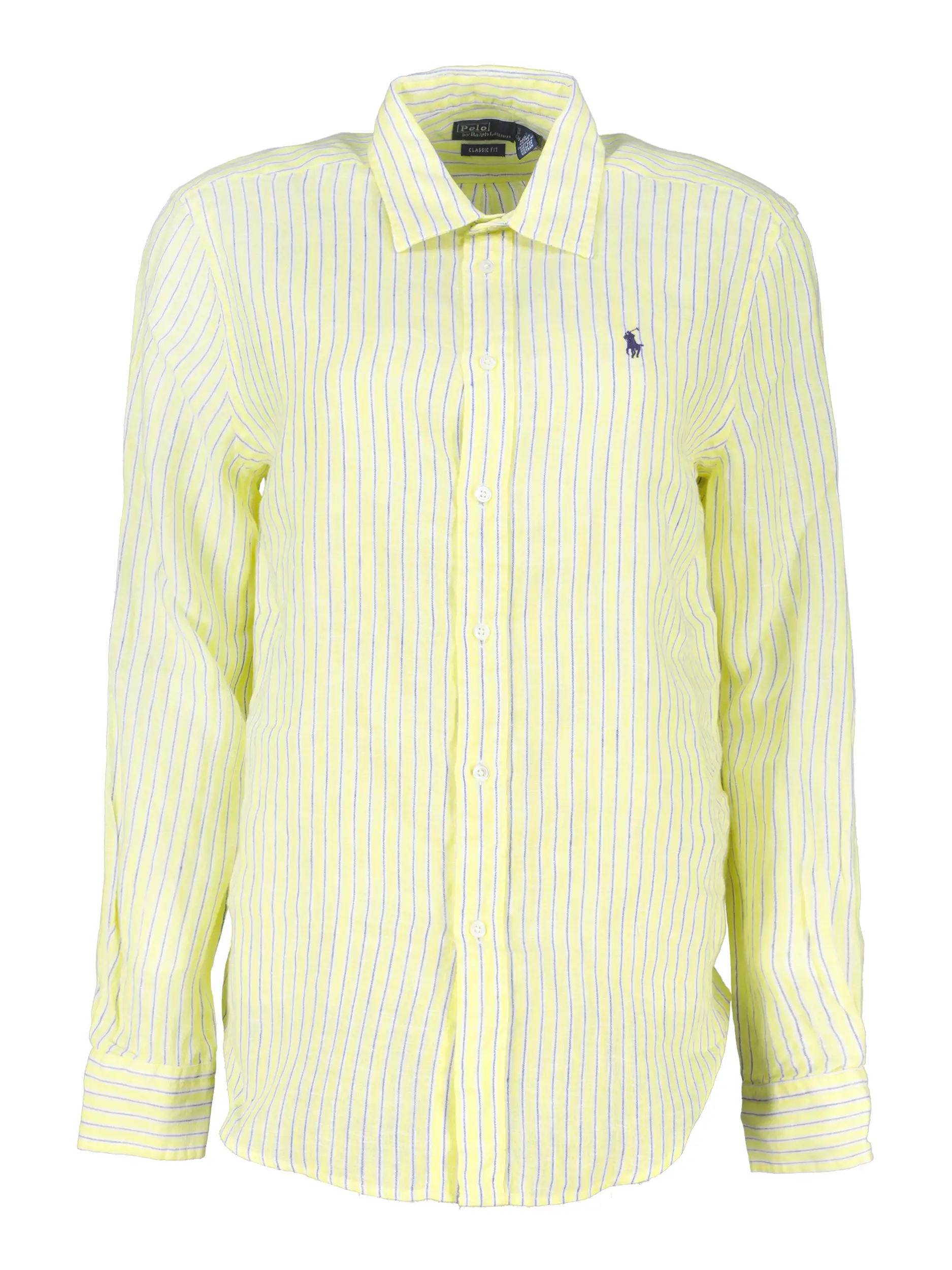 Gestreifte Bluse aus Leinen langarm - Artikel Vorderseite - Farbe: Gelb