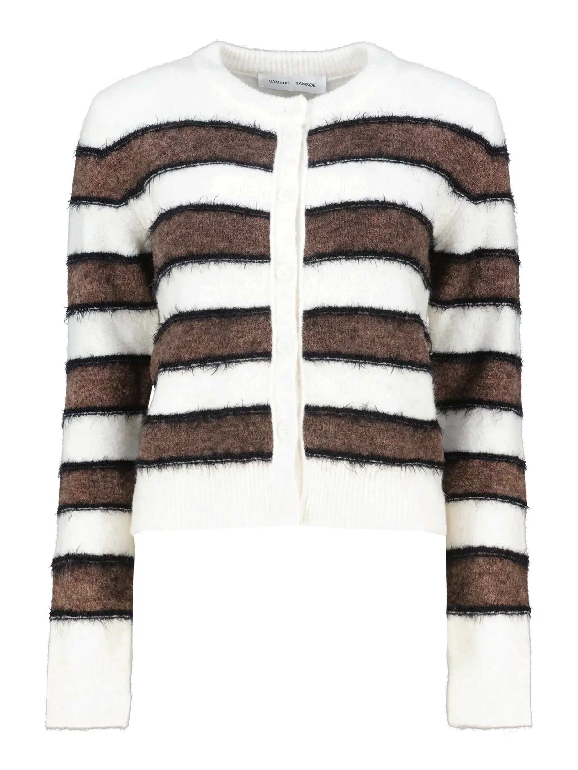 Gestreifte Strickjacke 'Sacian' aus Woll-Mix - Artikel Vorderseite - Farbe: Braun