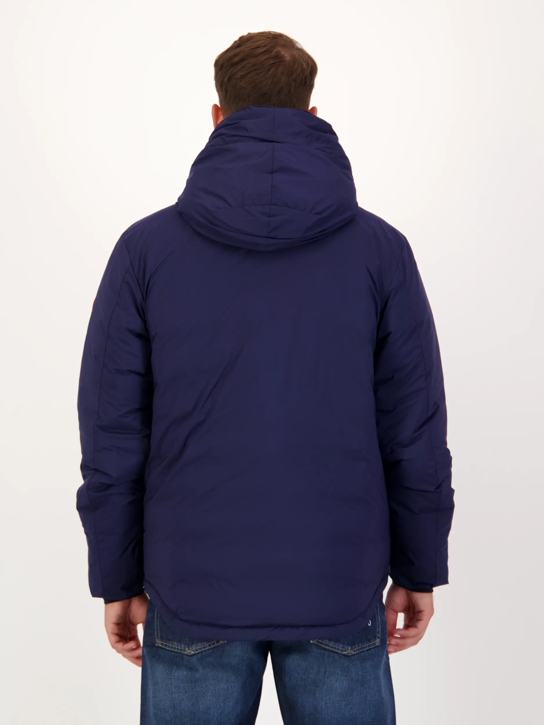 Daunenjacke 'Lodgehoody' - Artikel Rückseite getragen von einem Modell - Farbe: Blau