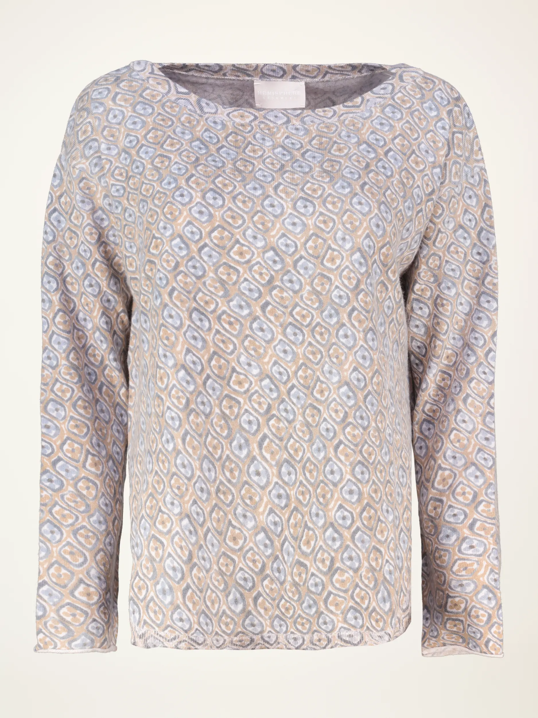 Gemusterter Pullover aus Kaschmir langarm - Artikelansicht - Farbe: Braun