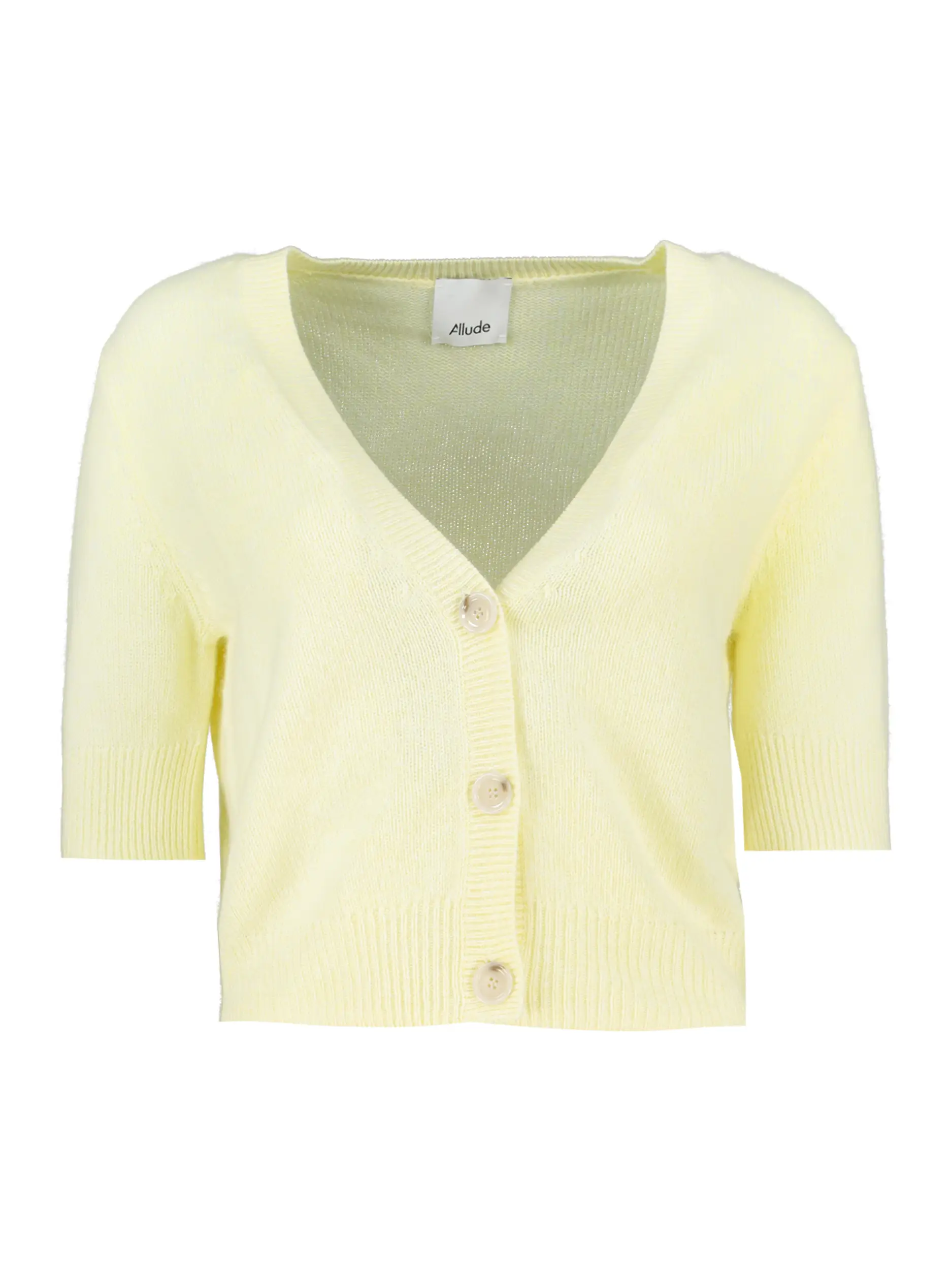 Strickjacke aus Kaschmir kurzarm - Artikel Vorderseite - Farbe: Gelb