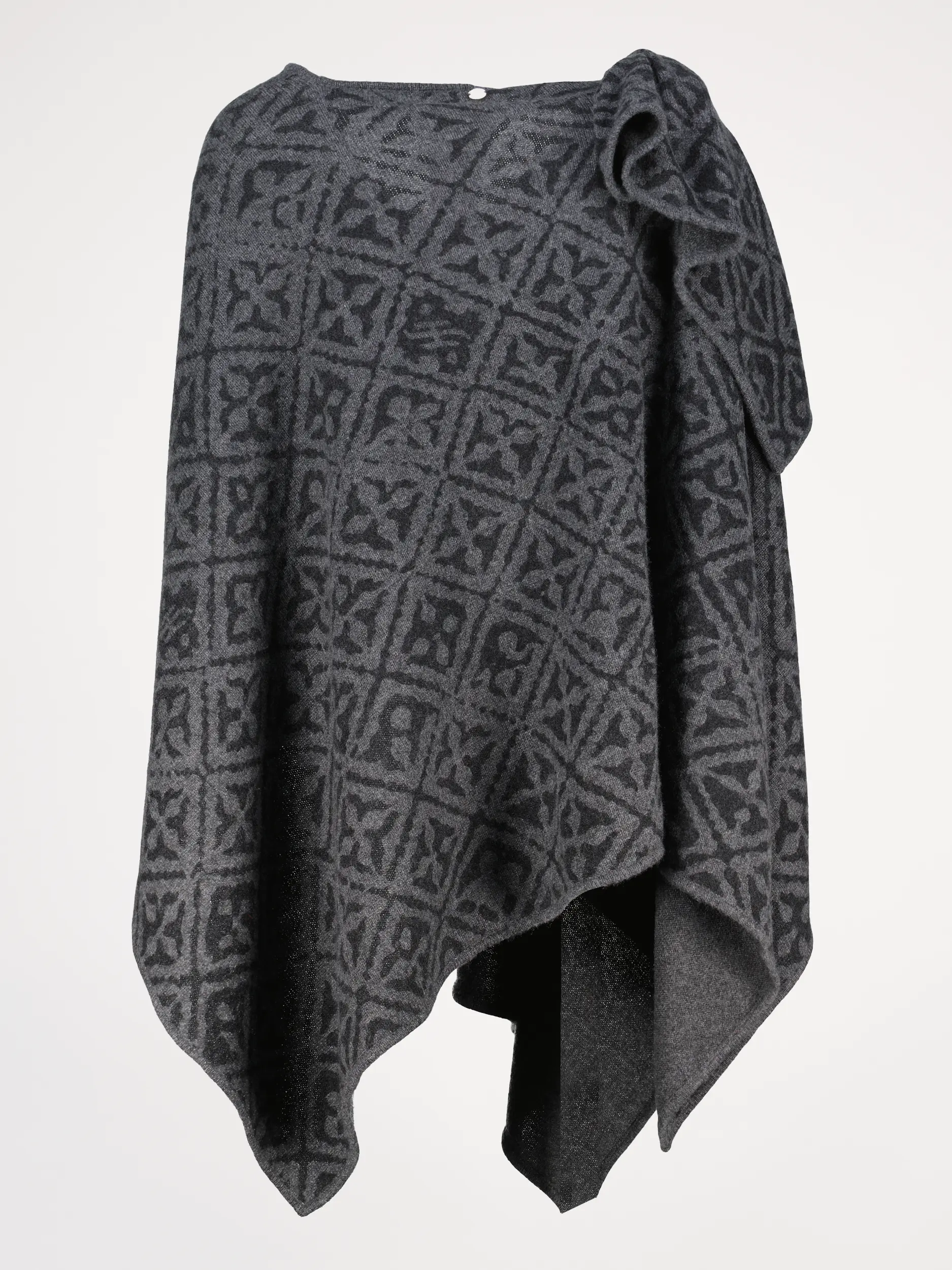 Gemustertes Cape 'Eyes of Marrakesh' aus Kaschmir - Artikel Rückseite - Farbe: Grau