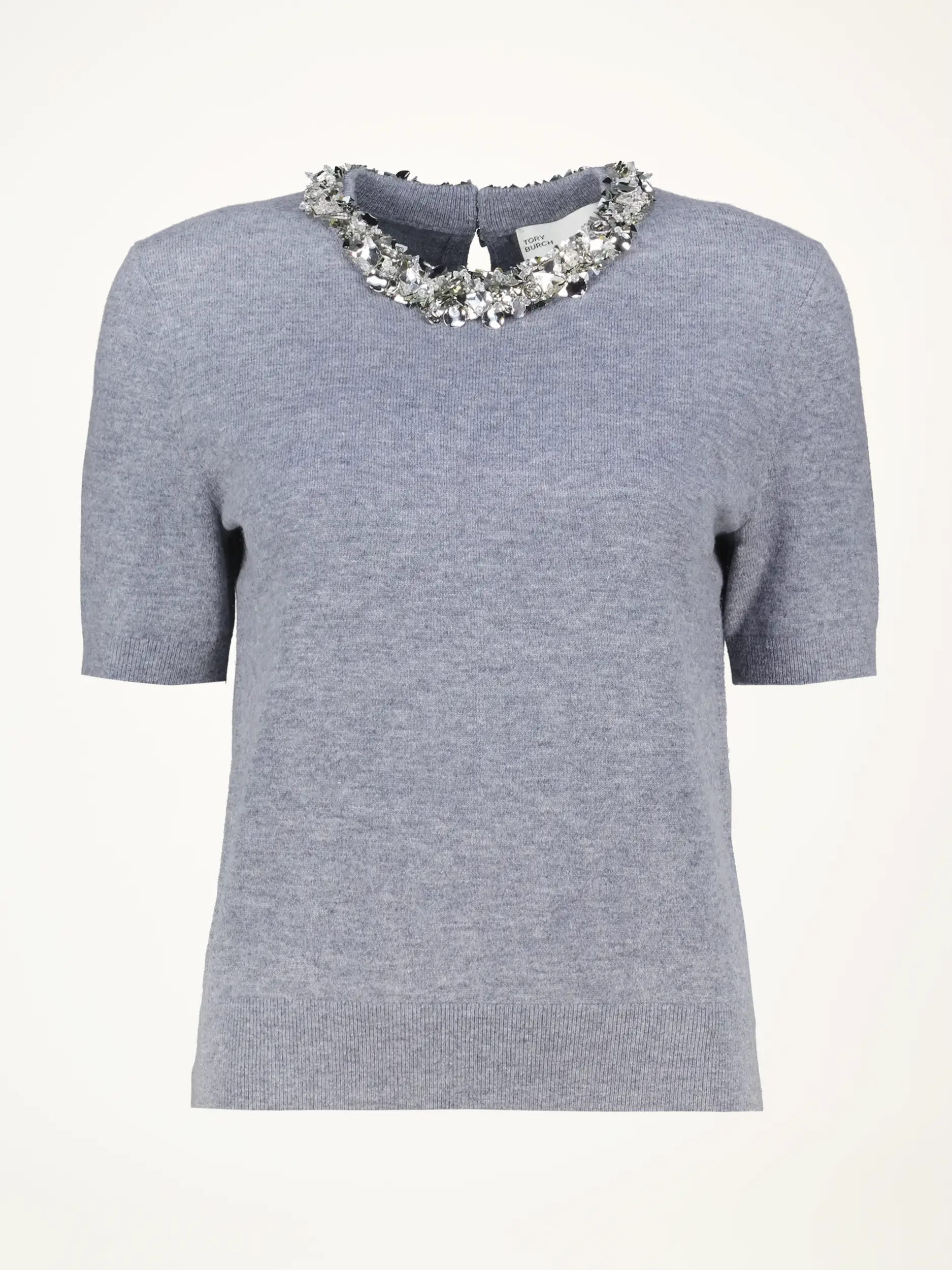 Pullover aus Wolle mit Glitzer kurzarm - Artikelansicht - Farbe: Grau