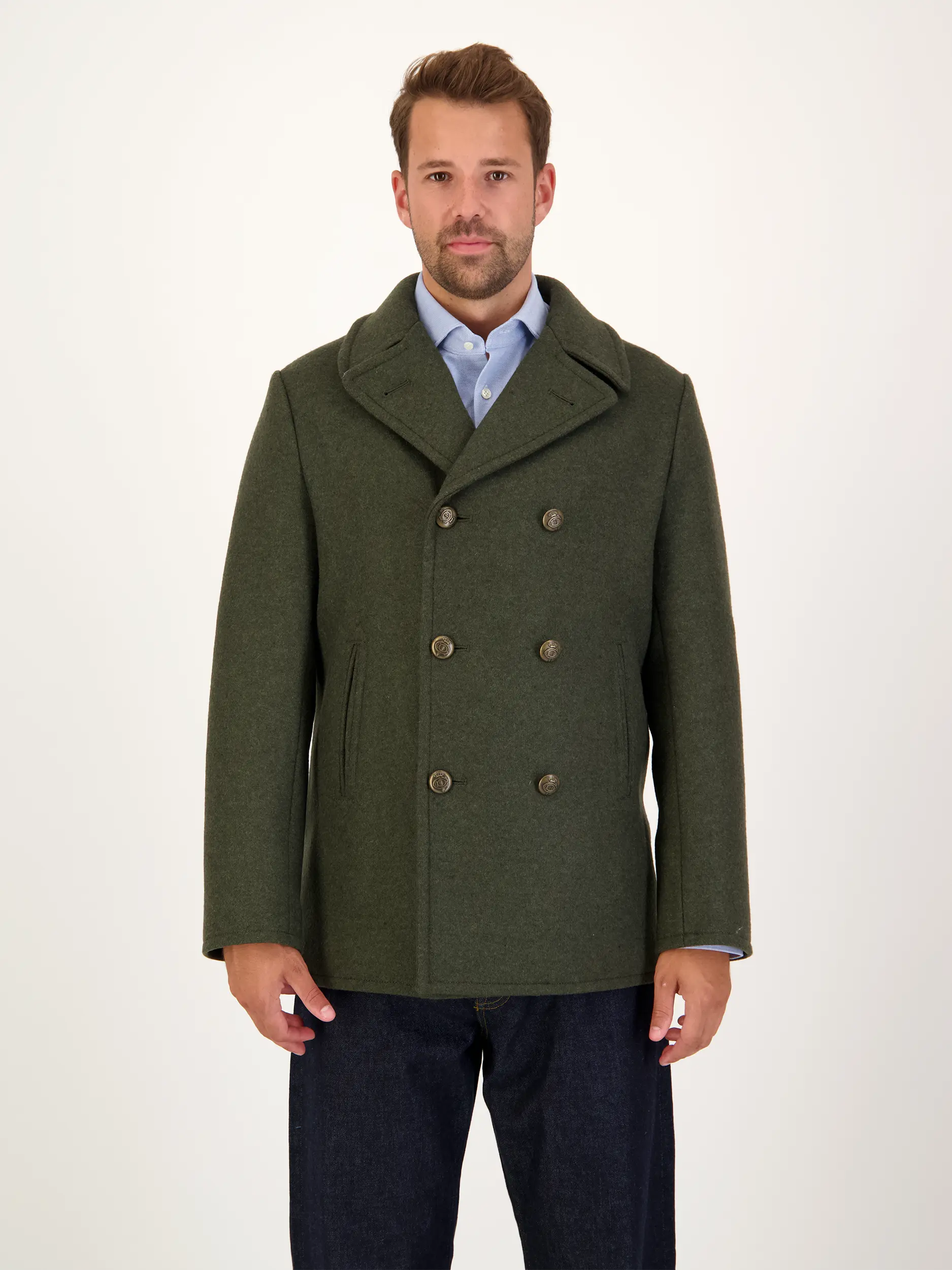Jacke aus Woll-Mix - Artikel Vorderseite getragen von einem Modell - Farbe: Grün