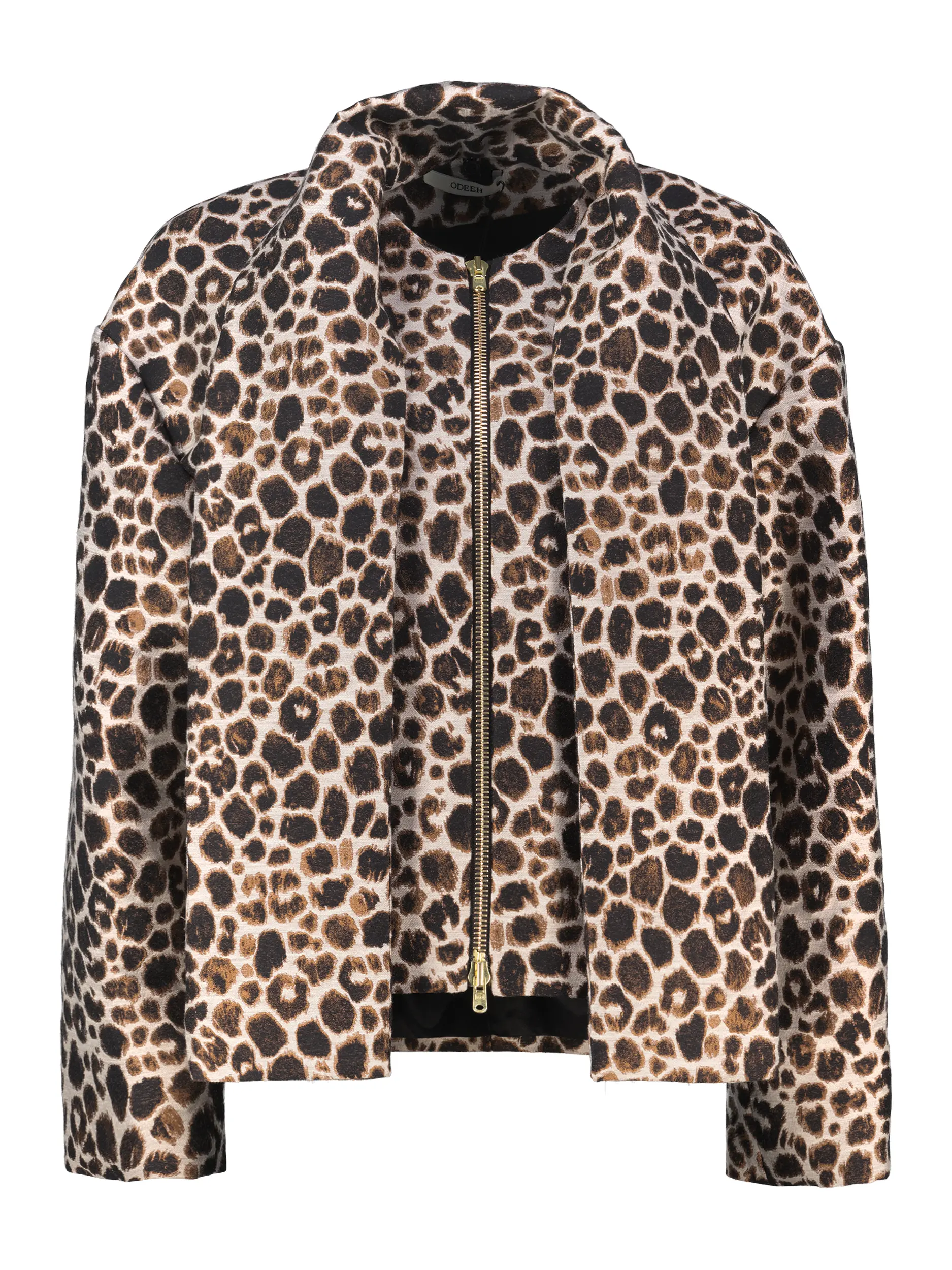 Leopard Jacquard Jacke  - Artikel Vorderseite - Farbe: Braun