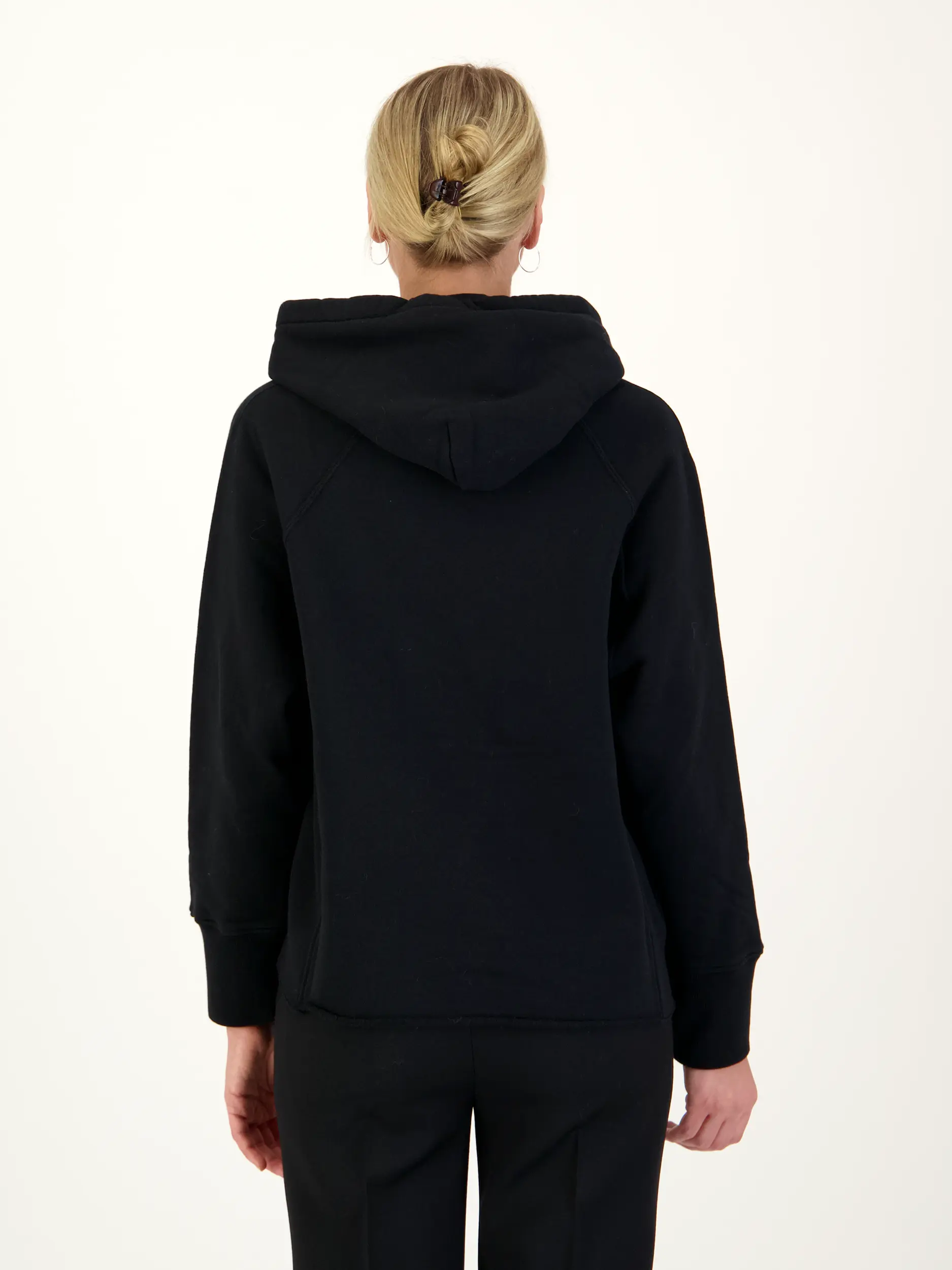 Sweatshirt - Artikel Rückseite getragen von einem Modell - Farbe: Schwarz
