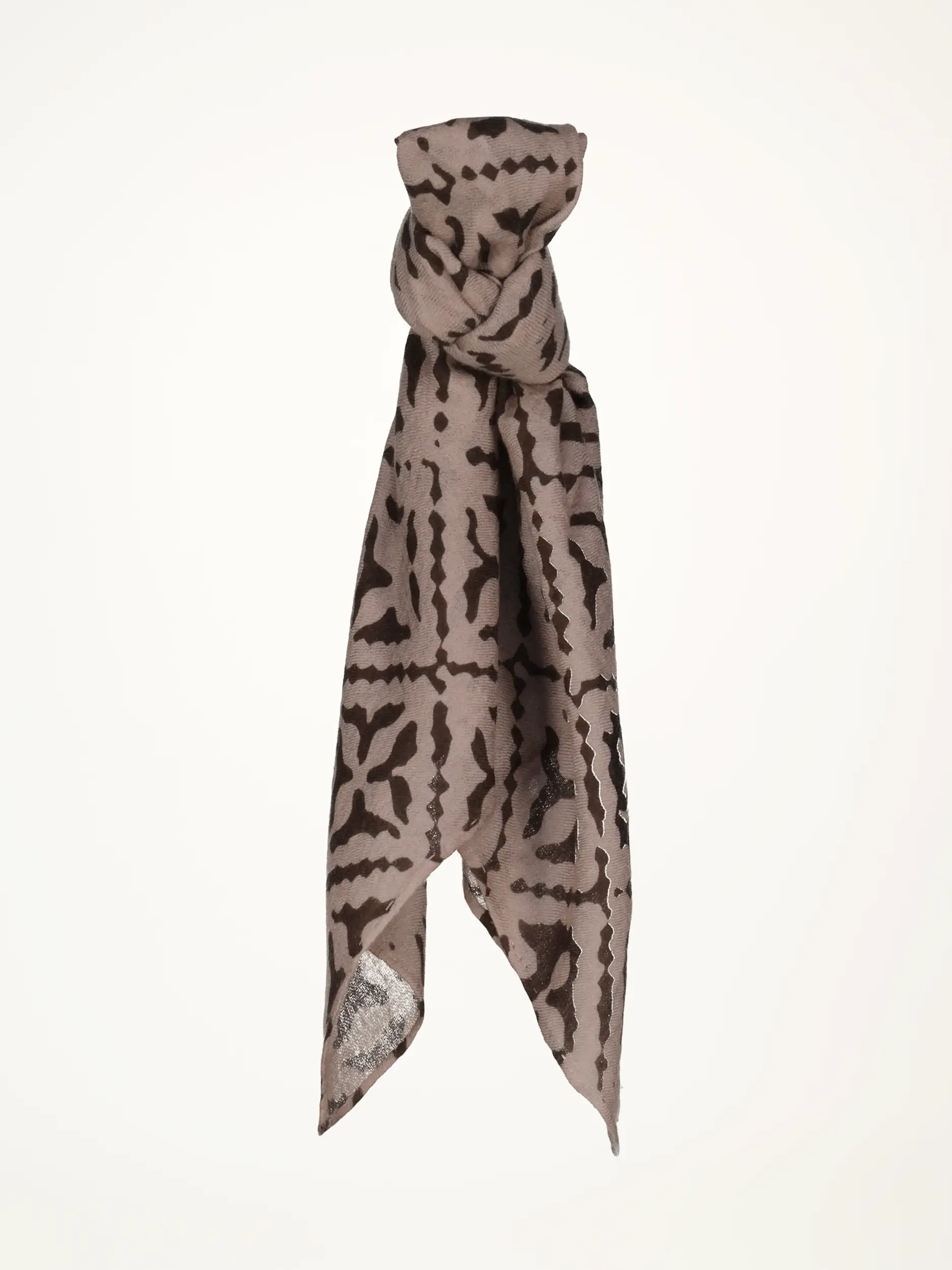 Gemustertes Tuch 'Eyes of Marrakesh' aus Kaschmir - Artikelansicht - Farbe: Braun