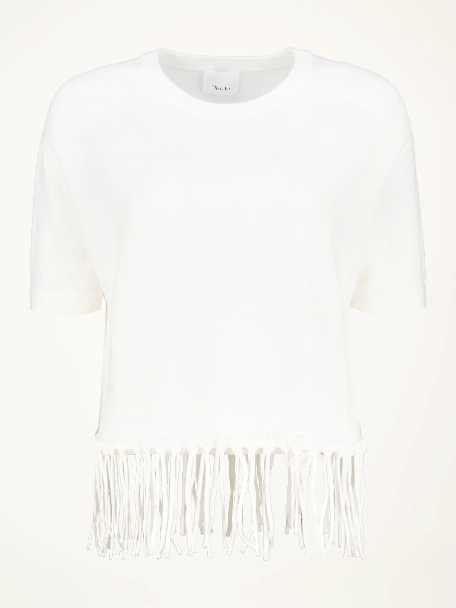 Pullover aus Wolle mit Fransen kurzarm - Artikelansicht - Farbe: Creme