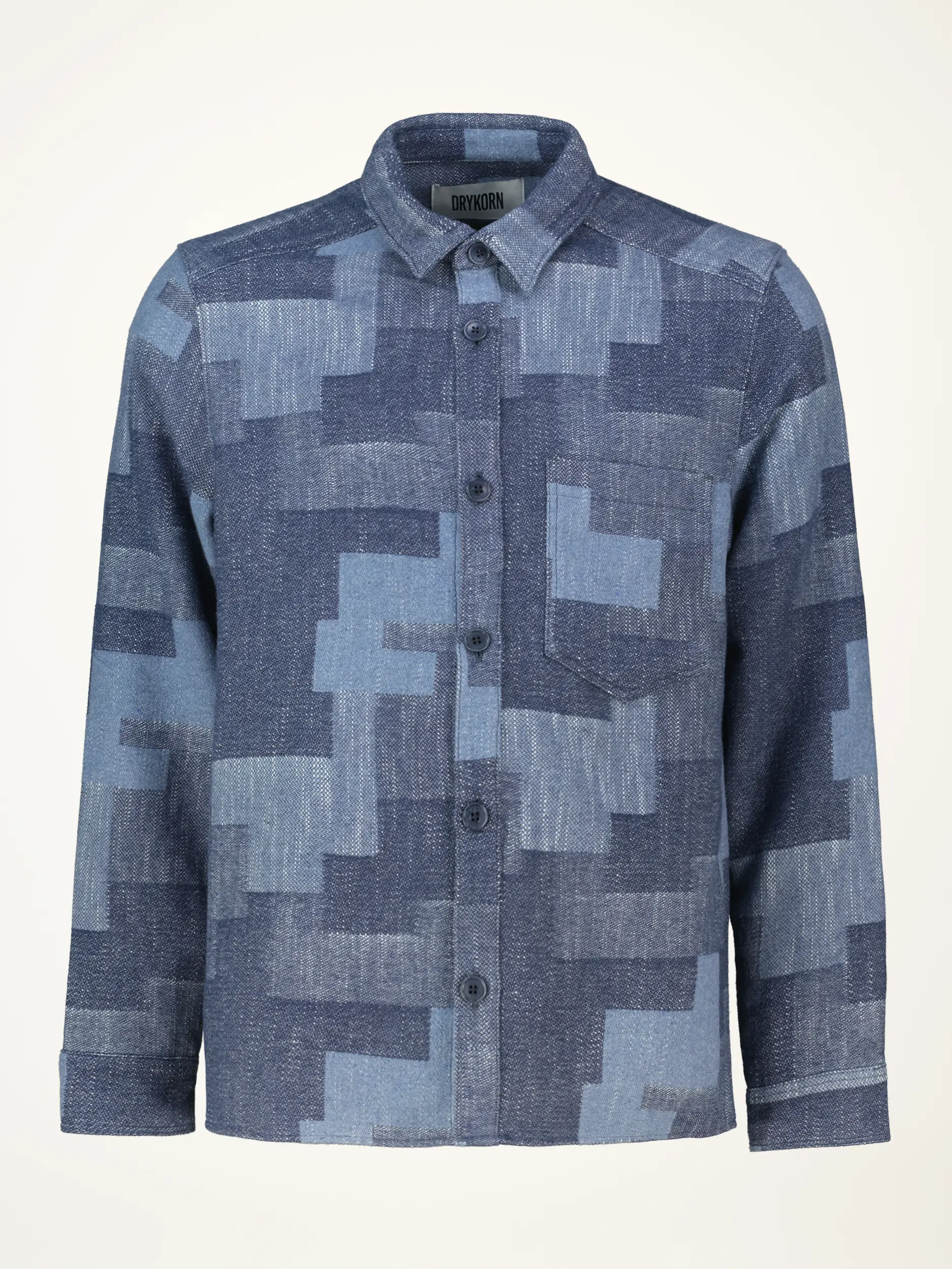 Overshirt 'Dieggo' mit Kentkragen langarm - Artikelansicht - Farbe: Blau