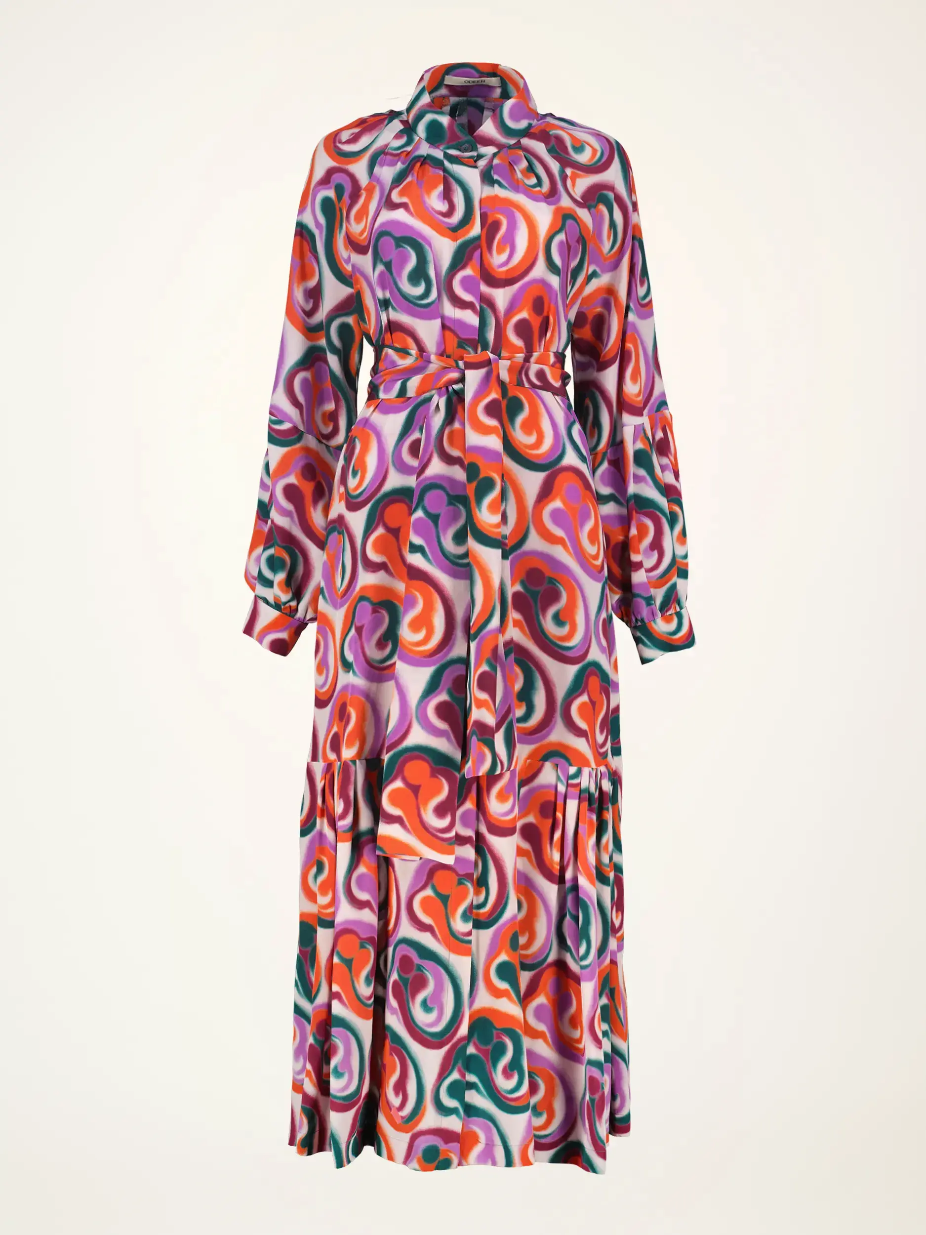 Gemustertes Maxi Seidenkleid langarm - Artikelansicht
