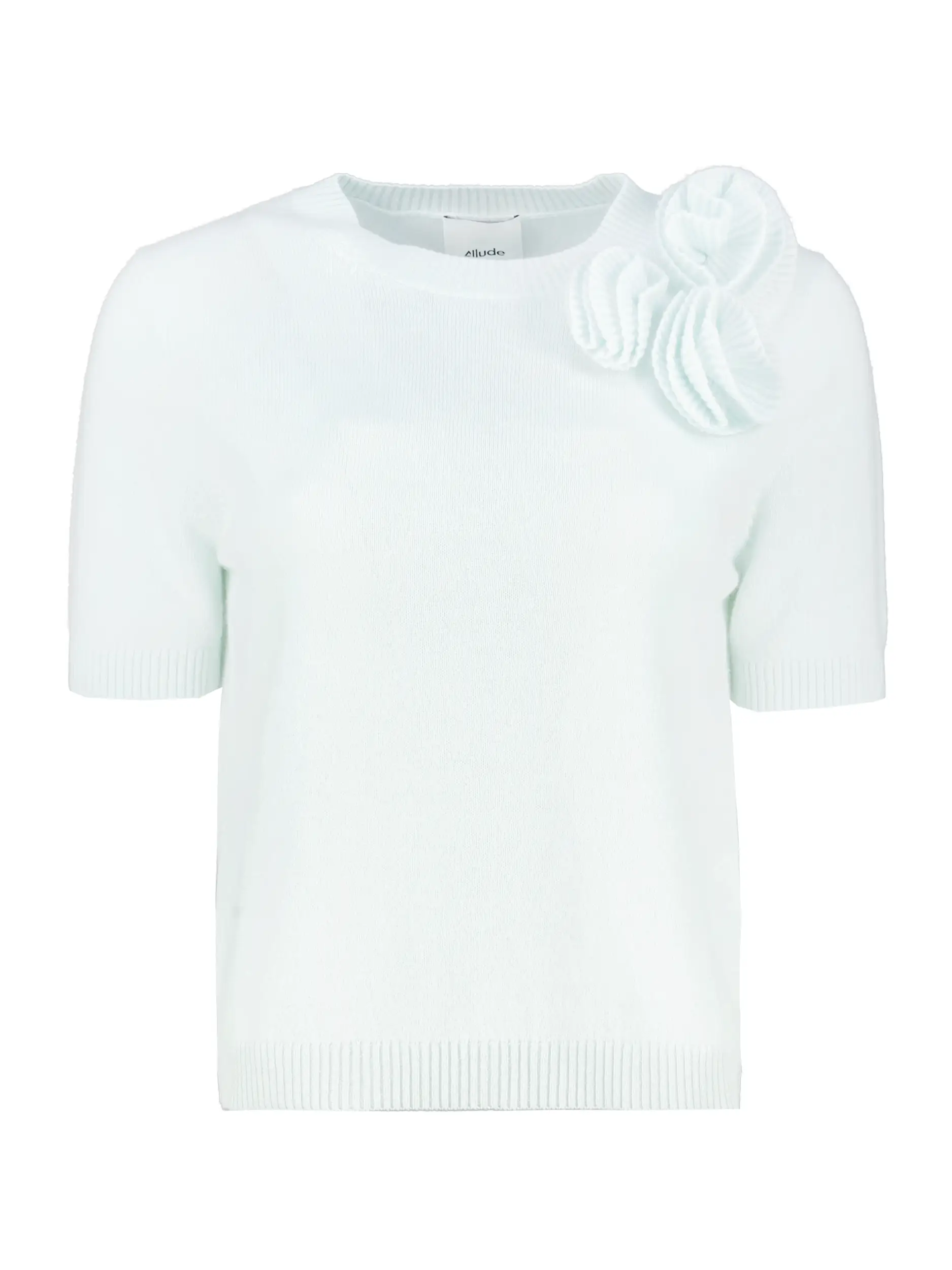 Pullover aus Wolle mit Blumenstickerei kurzarm - Artikel Vorderseite - Farbe: Grün