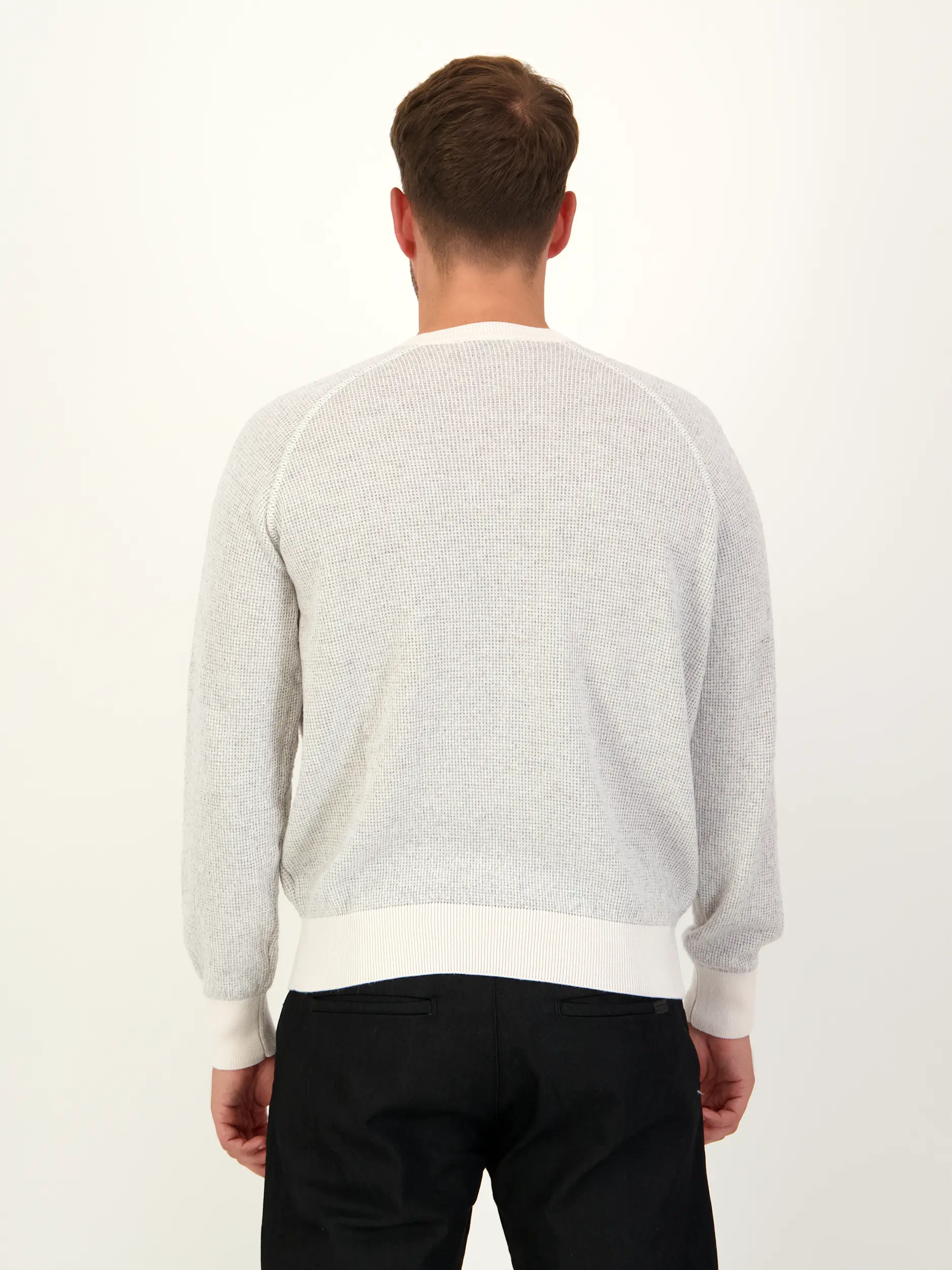 Pullover aus Woll-Mix langarm - Artikel Rückseite getragen von einem Modell
