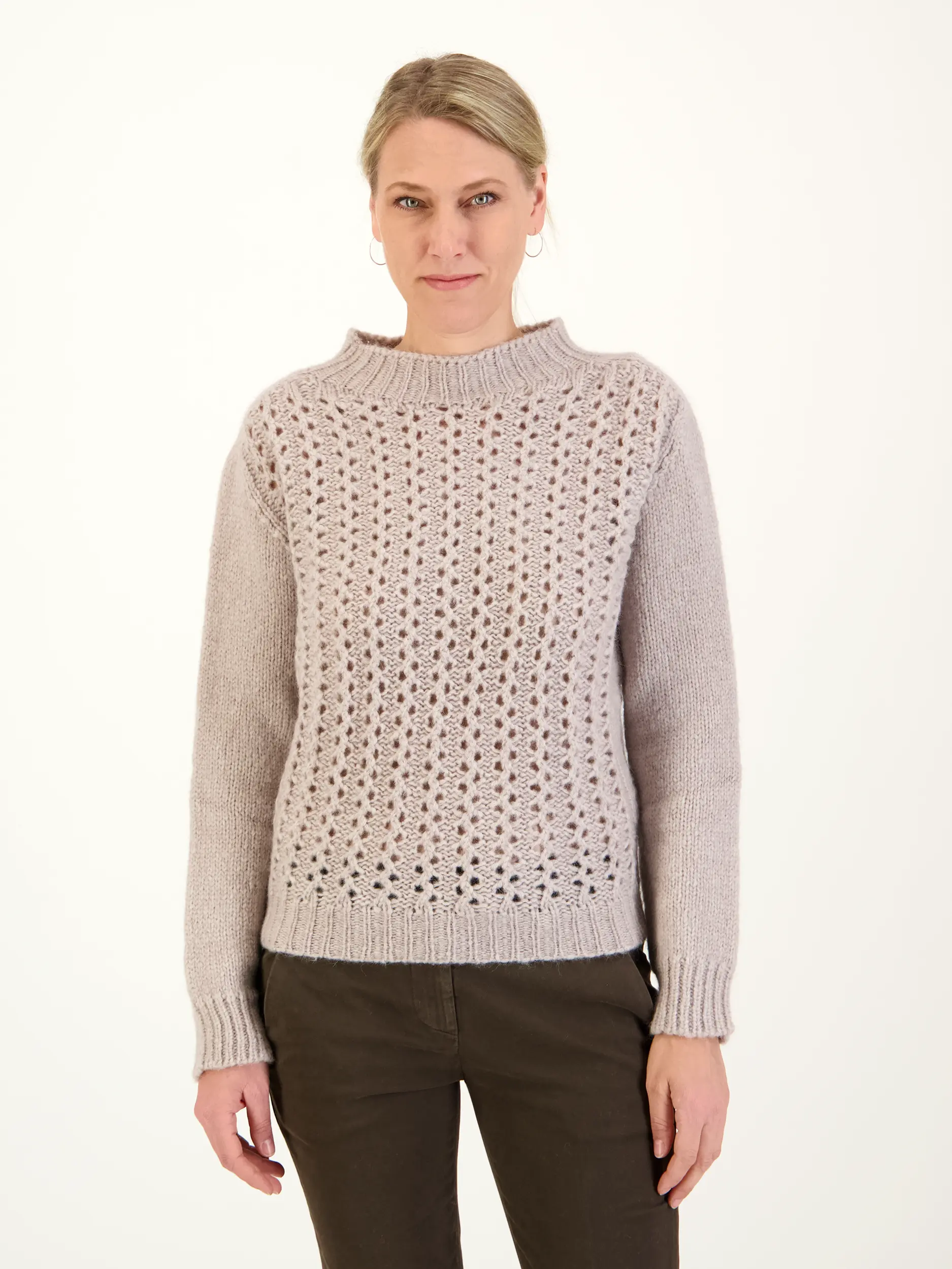 Pullover aus Alpaka-Mix langarm - Artikel Vorderseite getragen von einem Modell