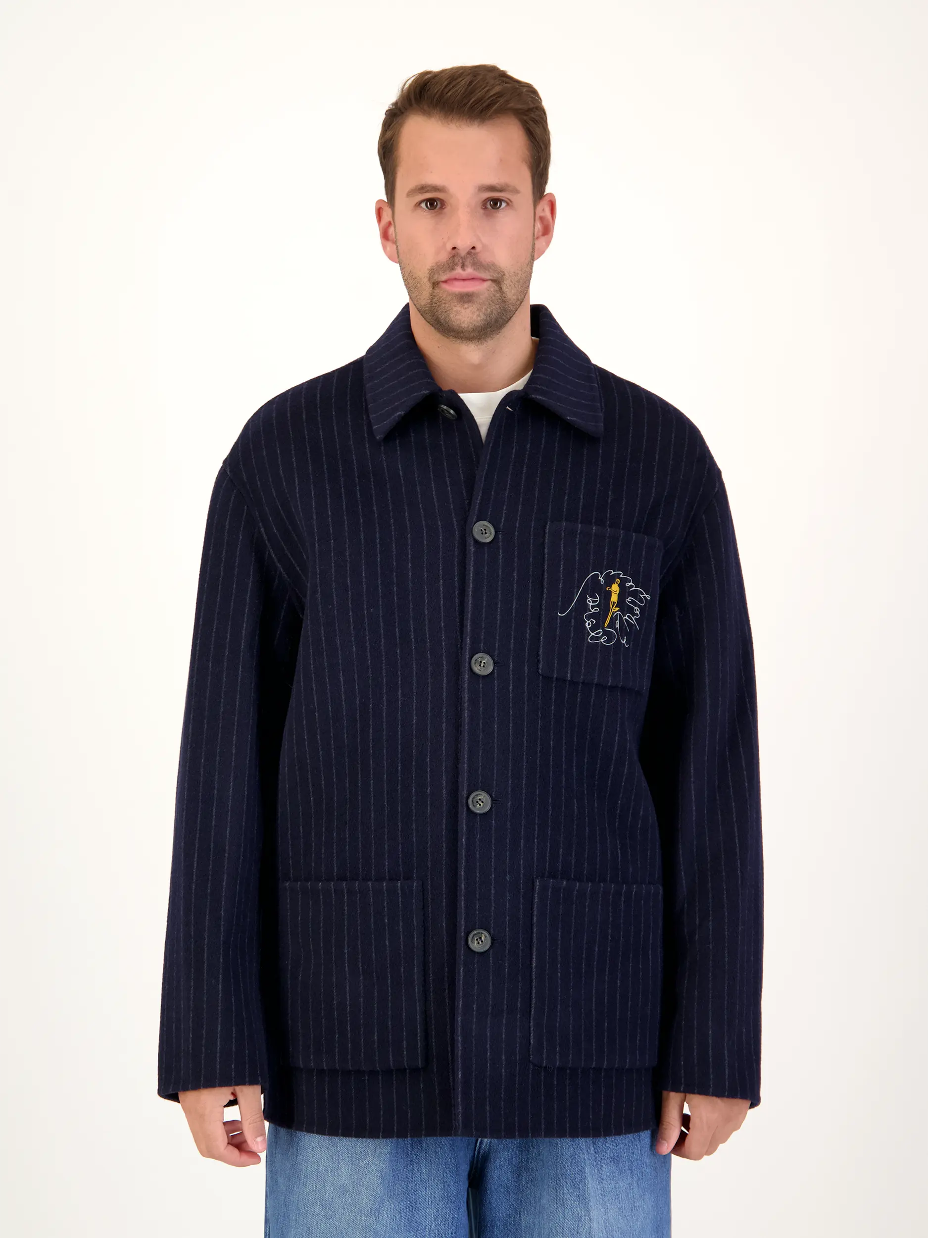 Overshirt - Artikel Vorderseite getragen von einem Modell - Farbe: Blau