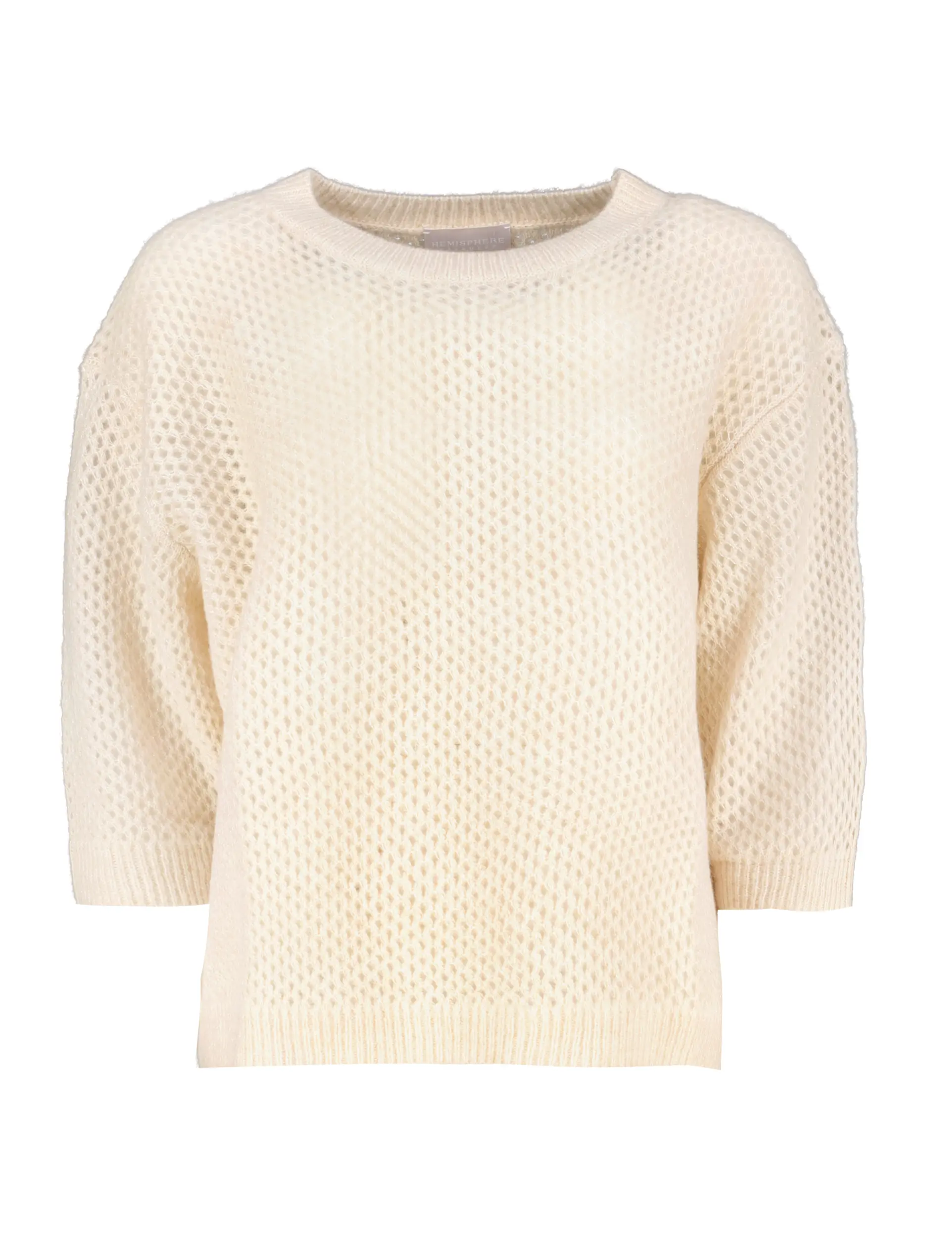 Pullover aus Kaschmir mit Lochstrickmuster 3/4 Arm - Artikel Vorderseite - Farbe: Beige