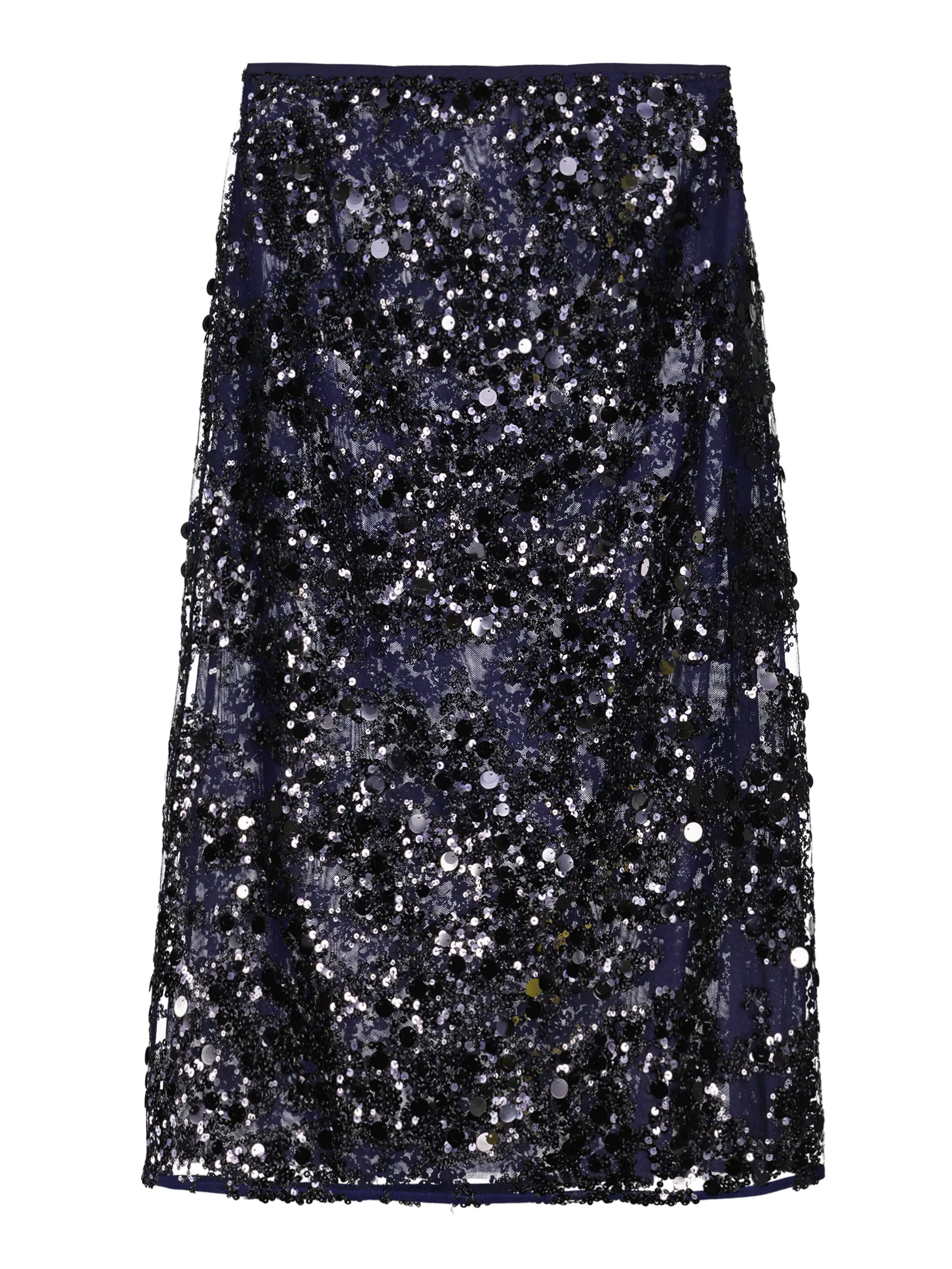 Midi Paillettenrock - Artikel Vorderseite - Farbe: Blau