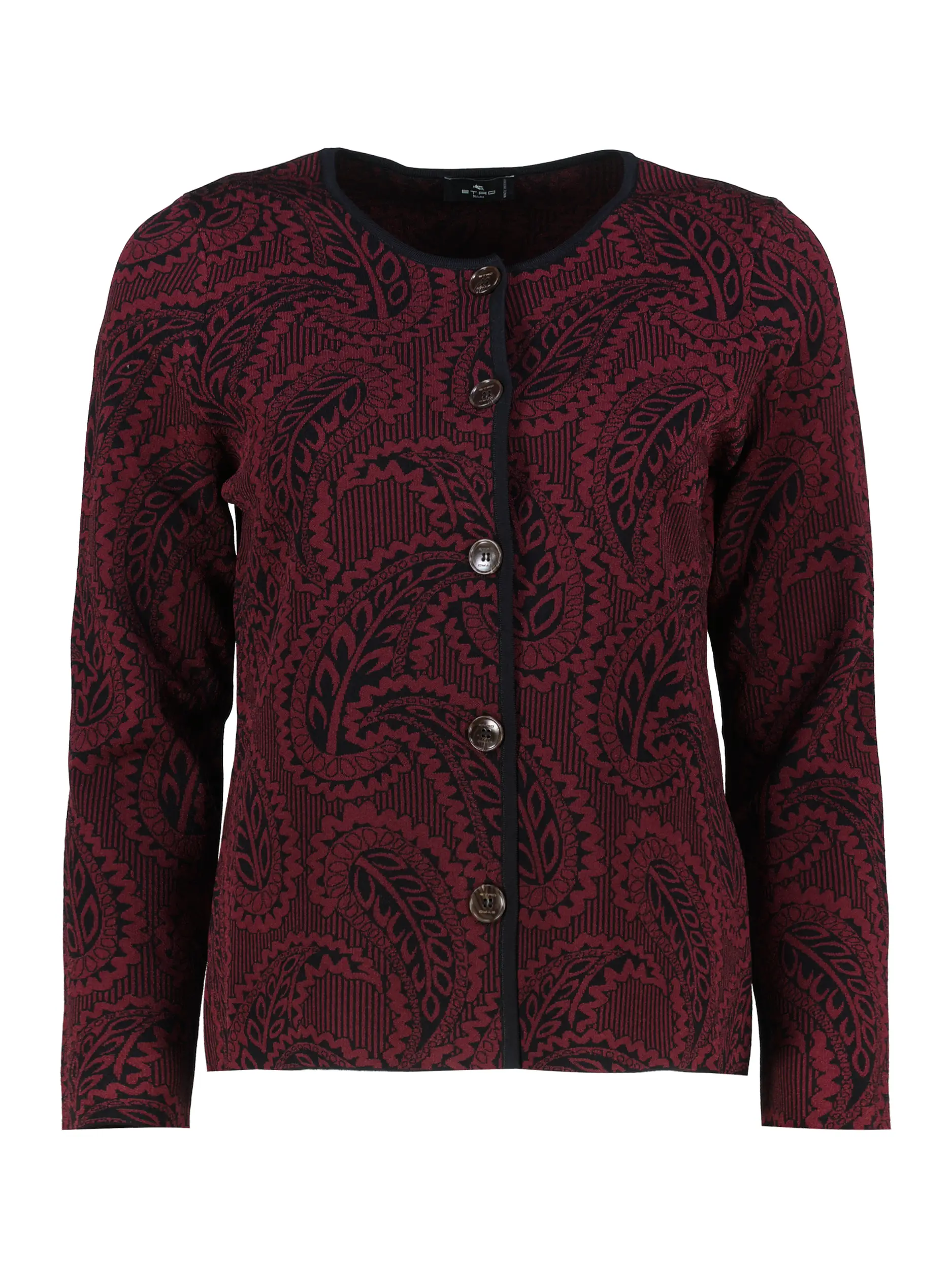 Gemusterte Strickjacke  - Artikel Vorderseite - Farbe: Rot