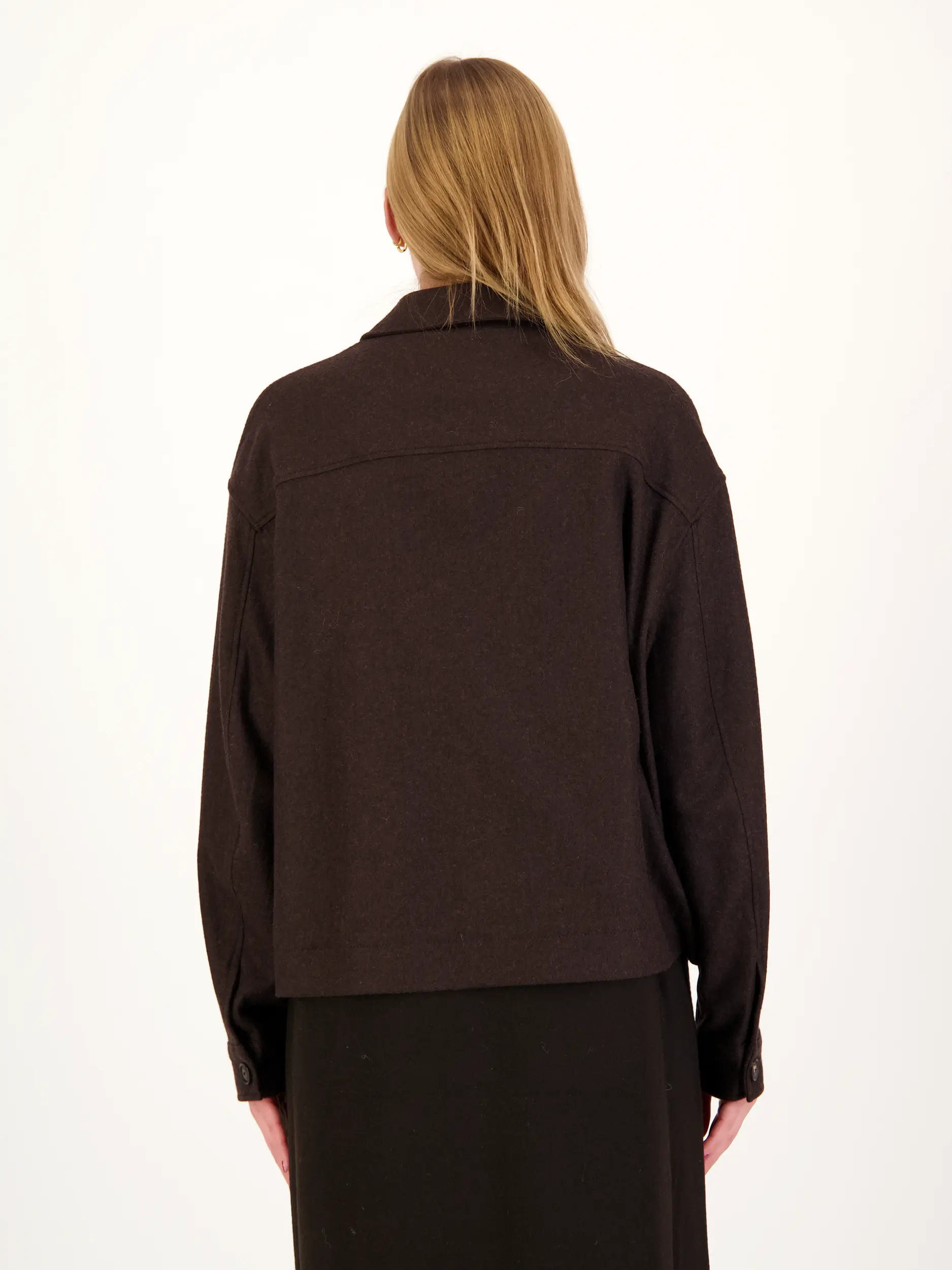 Jacke aus Woll-Mix - Artikel Rückseite getragen von einem Modell - Farbe: Braun