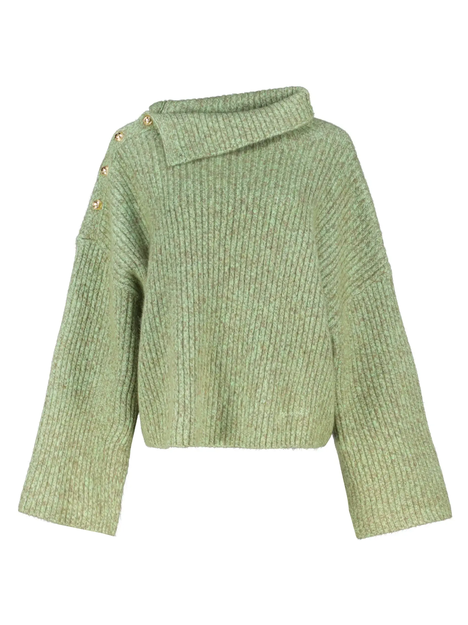 Gerippter Pullover langarm  - Artikel Vorderseite - Farbe: Grün