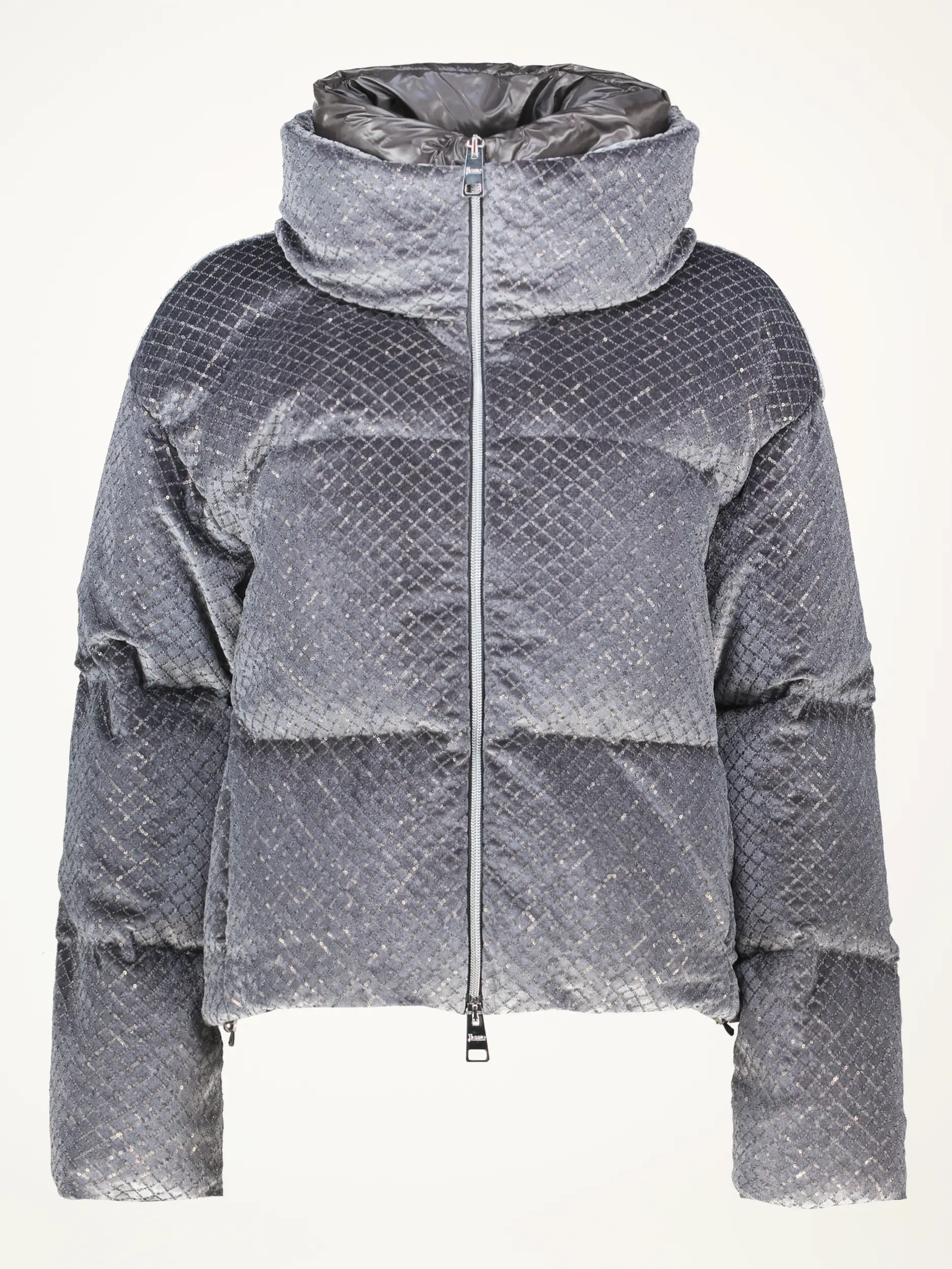 Daunenjacke mit Paillettenrauten - Artikelansicht - Farbe: Grau Daunenjacke mit Paillettenrauten - Artikelansicht - Farbe: Grau