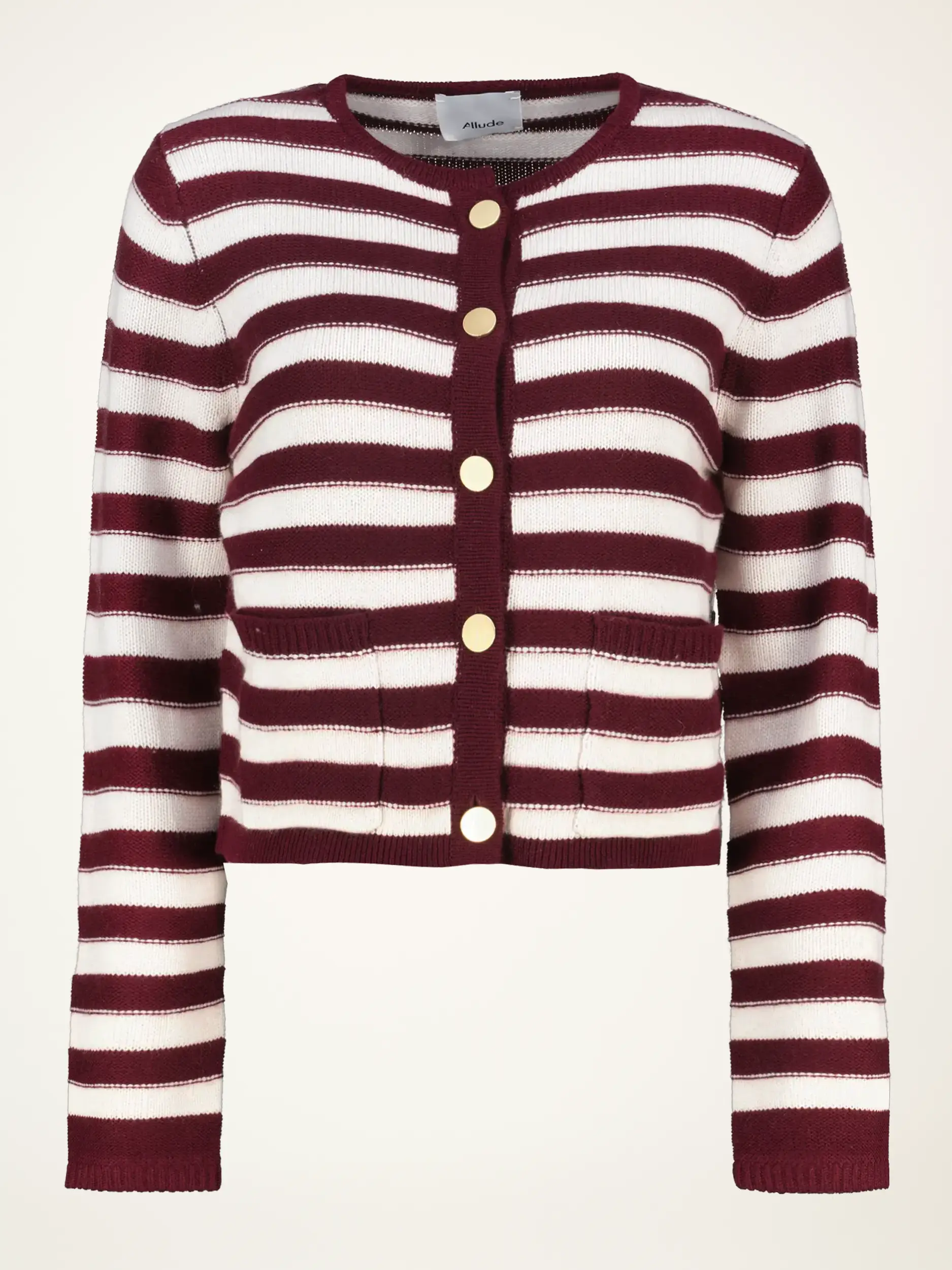 Gestreifte Strickjacke aus Wolle - Artikelansicht - Farbe: Rot