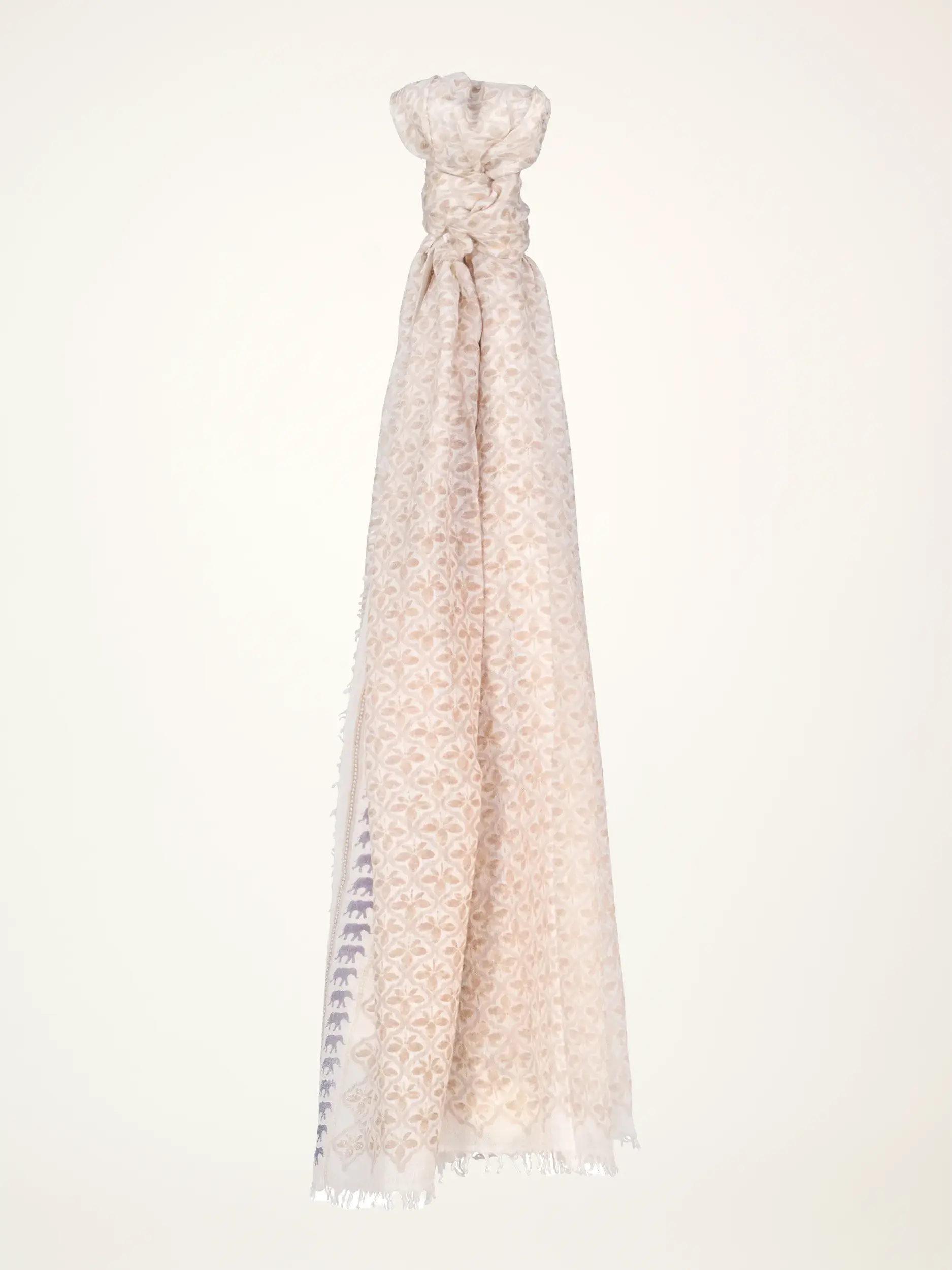 Gemusterter Schal 'Nakash' aus Wolle - Artikelansicht - Farbe: Beige