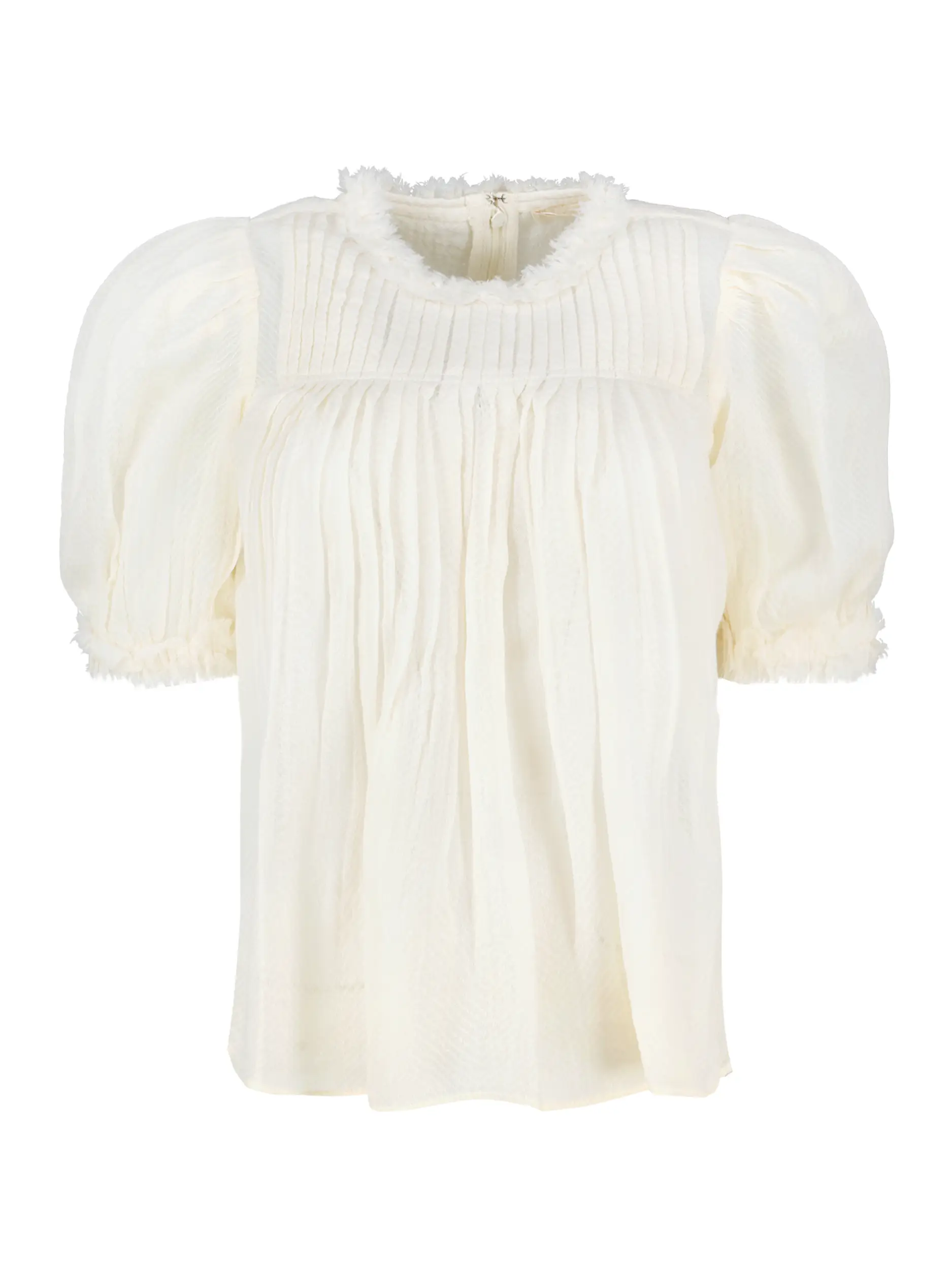 Bluse 'Karlyn' aus Wolle mit Raffungen 3/4 Arm - Artikel Vorderseite - Farbe: Creme