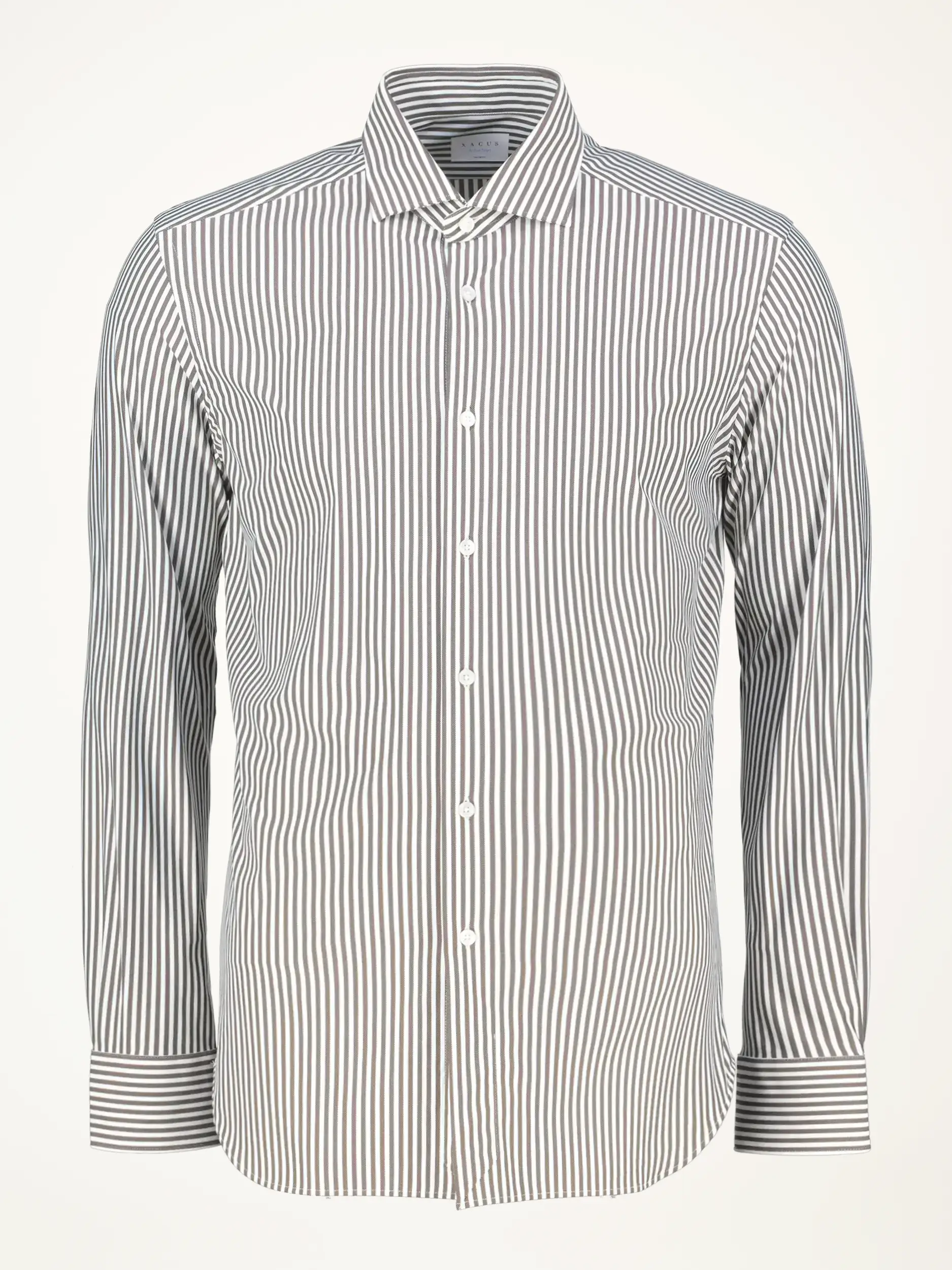 Gestreiftes Hemd mit Haifischkragen langarm - Artikelansicht - Farbe: Braun