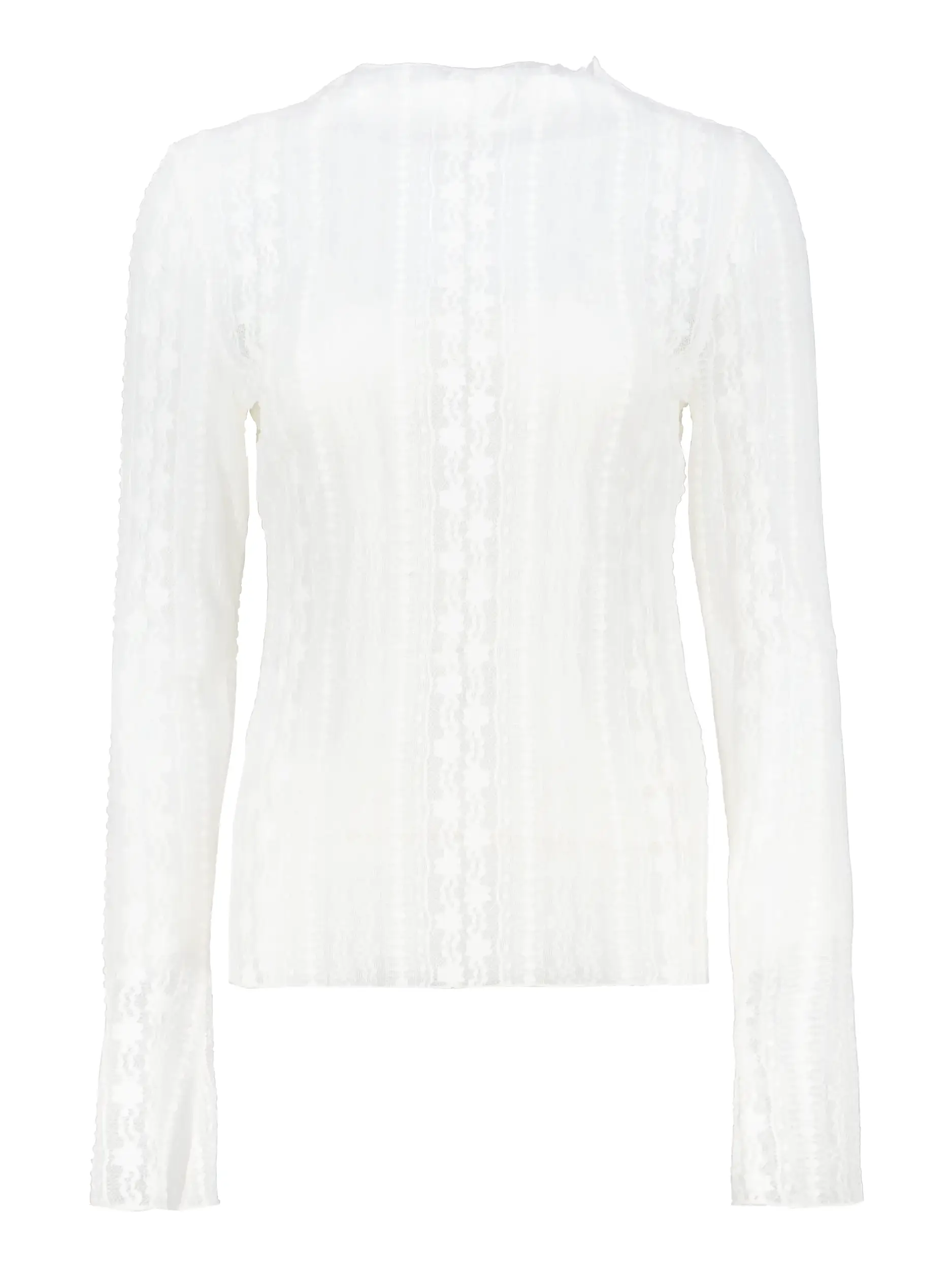 Transparentes Langarmshirt 'Zahara' mit Spitze - Artikel Vorderseite - Farbe: Creme