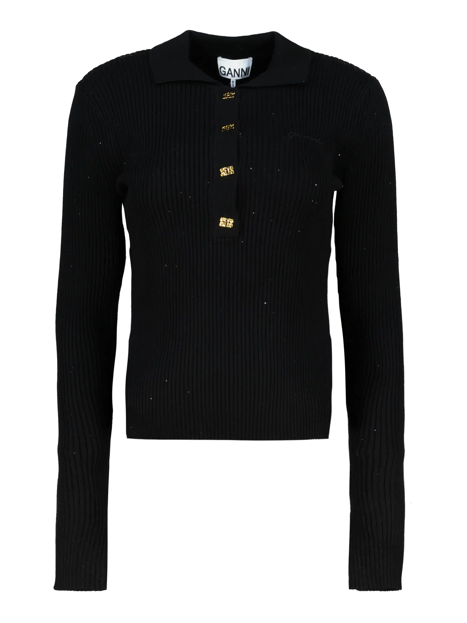 Strickpolo - Artikel Vorderseite - Farbe: Schwarz