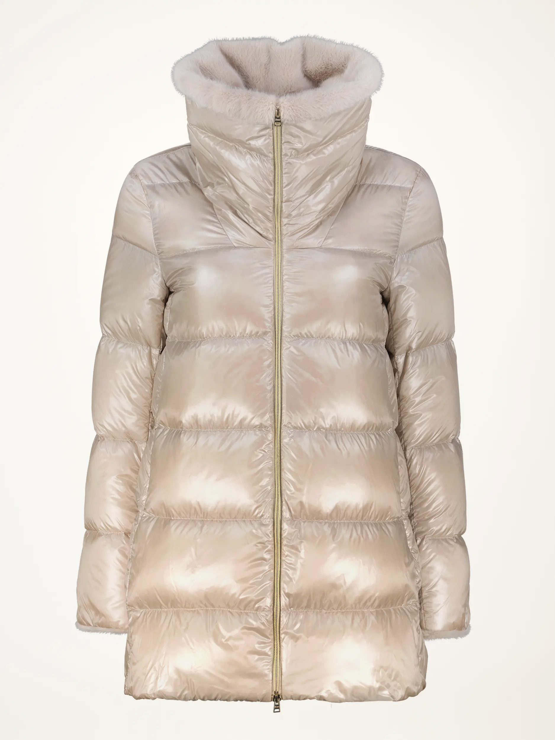 Daunenjacke mit Faux Fellkragen - Artikelansicht - Farbe: Beige
