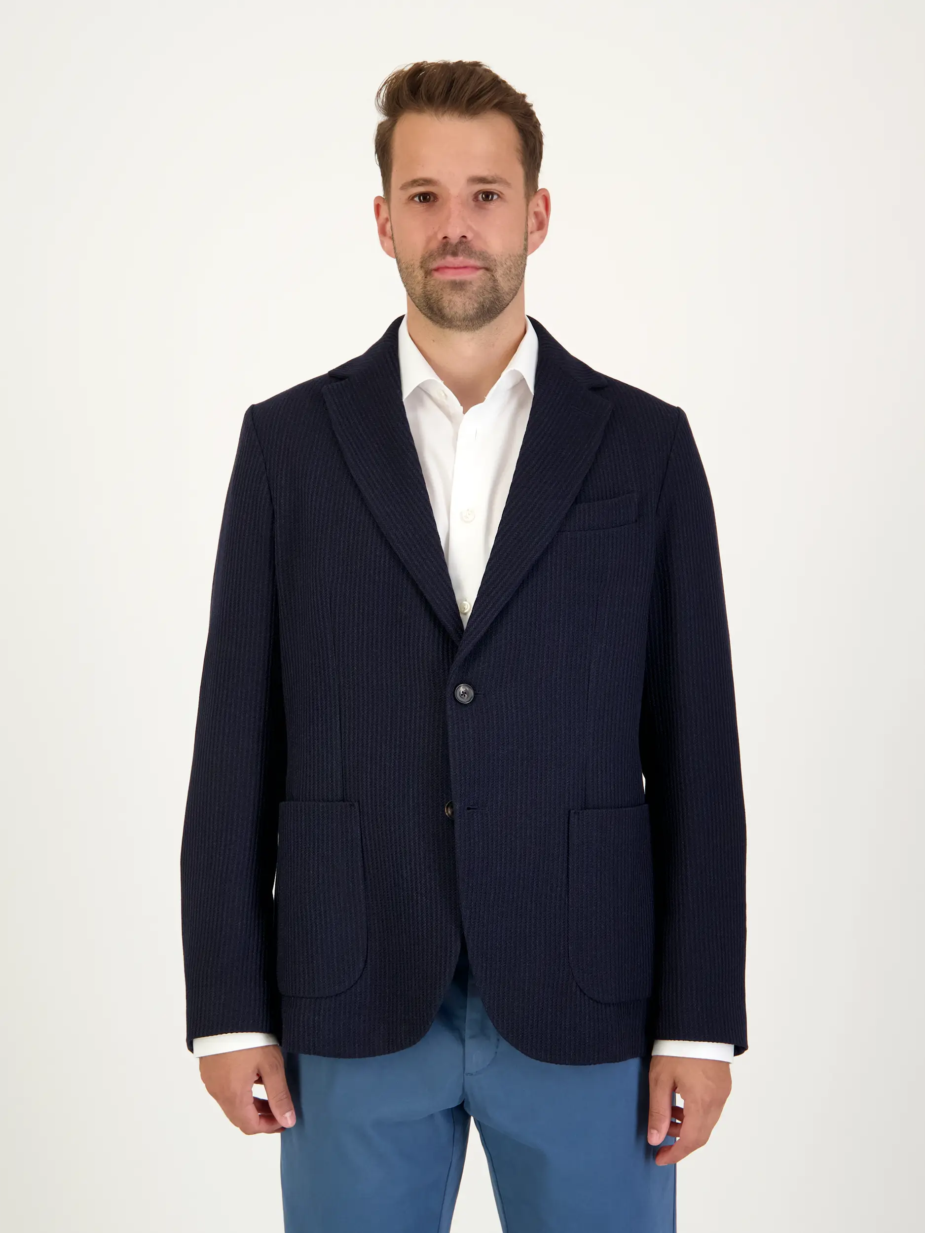 Wollsakko - Artikel Vorderseite getragen von einem Modell - Farbe: Blau