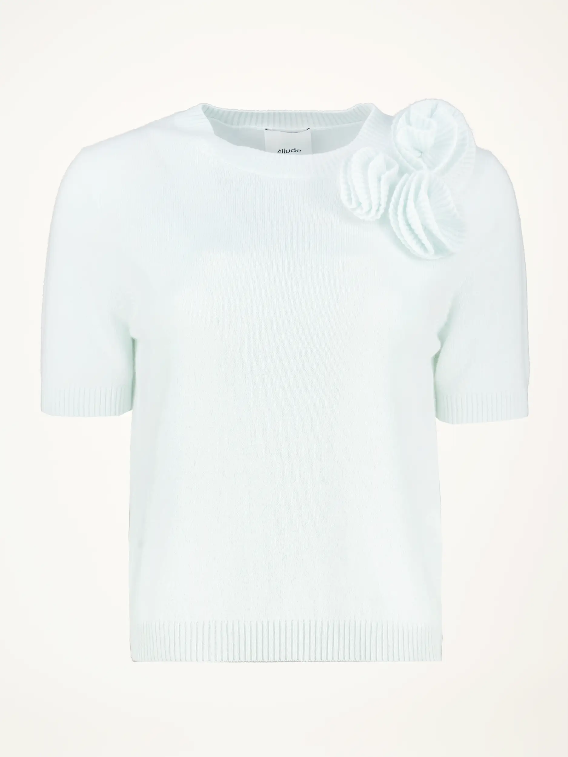 Pullover aus Wolle mit Blumenstickerei kurzarm - Artikelansicht - Farbe: Grün