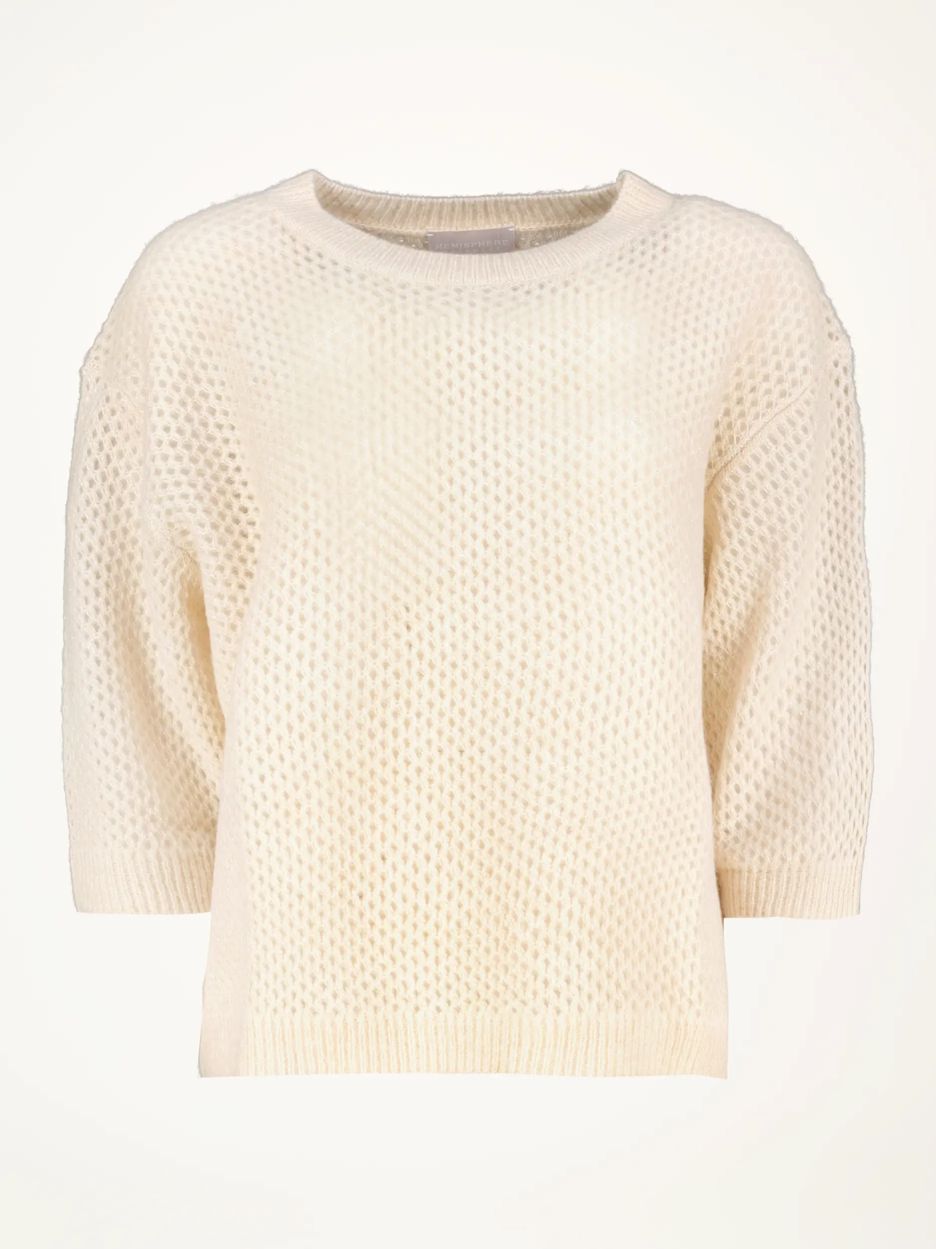 Pullover aus Kaschmir mit Lochstrickmuster 3/4 Arm - Artikelansicht - Farbe: Beige