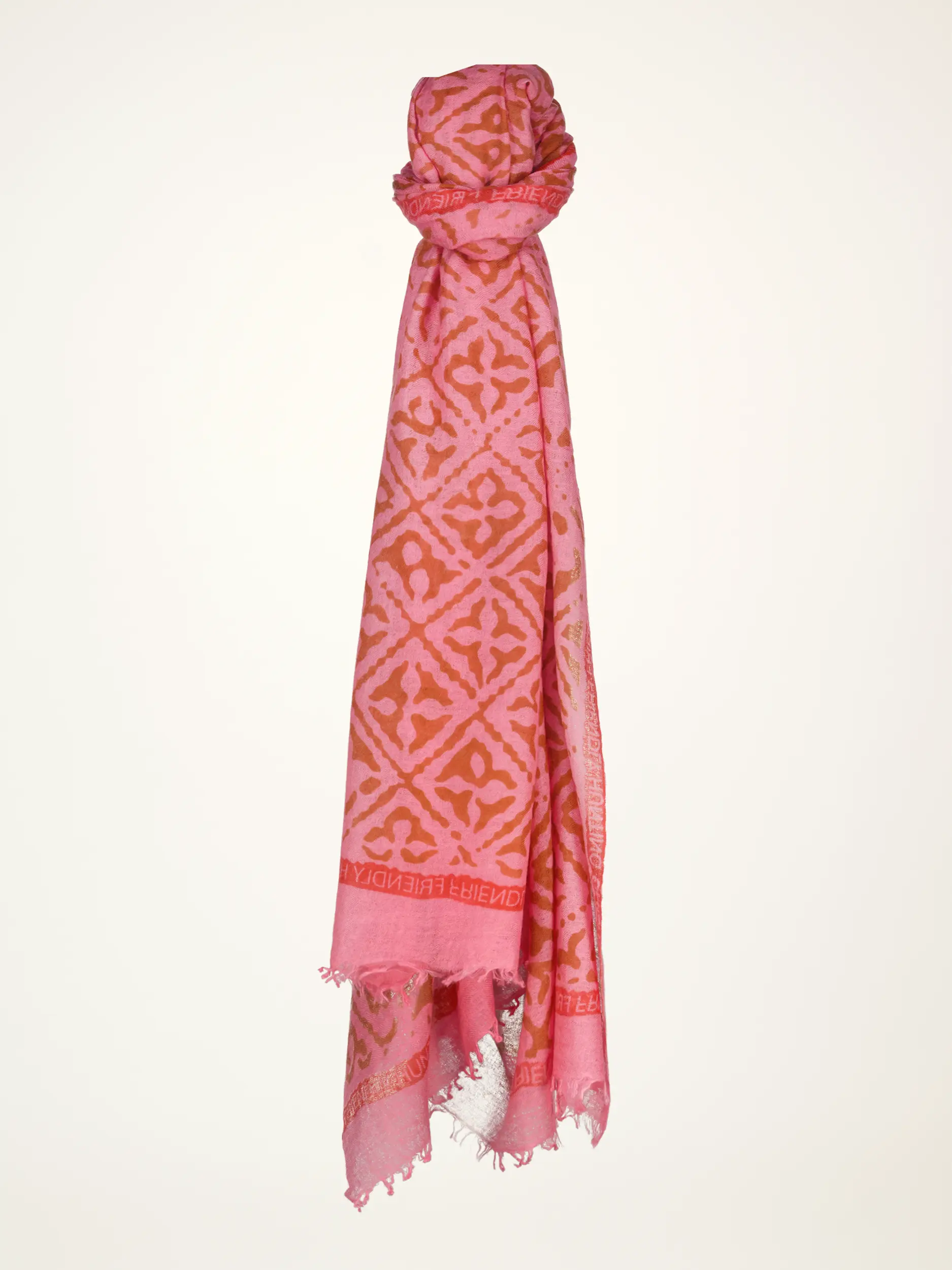 Gemusterter Schal 'Eyes of Marrakesh' aus Kaschmir - Artikelansicht - Farbe: Rosa&Pink