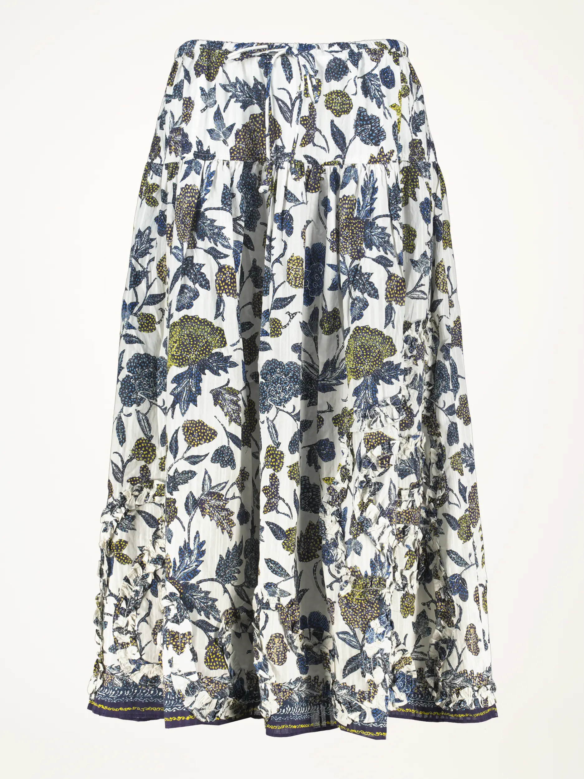 Gemusterter Midirock 'Alexandra' mit Raffungen - Artikelansicht - Farbe: Creme