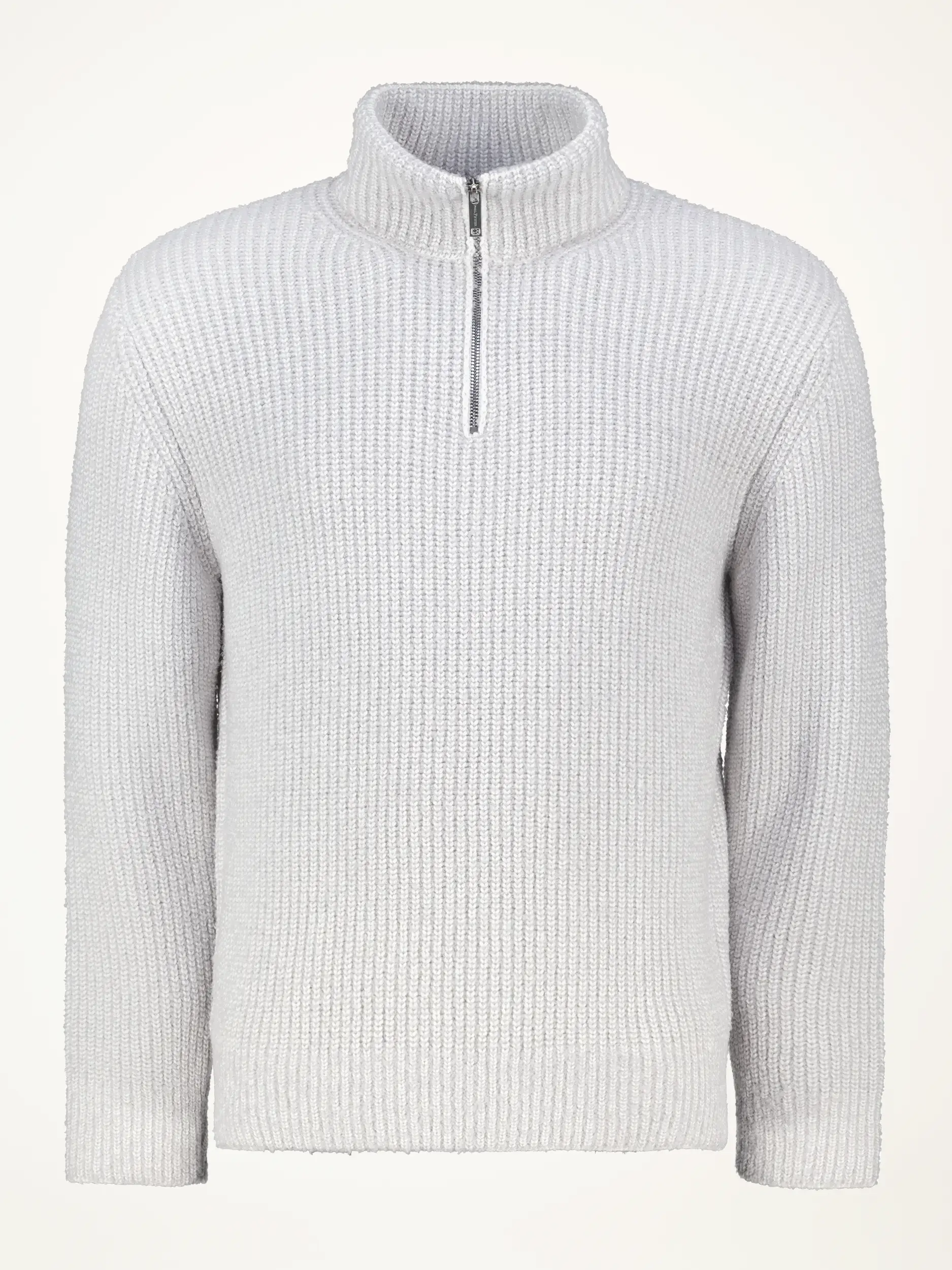 Pullover mit Troyerkragen aus Woll-Mix langarm - Artikelansicht - Farbe: Grau