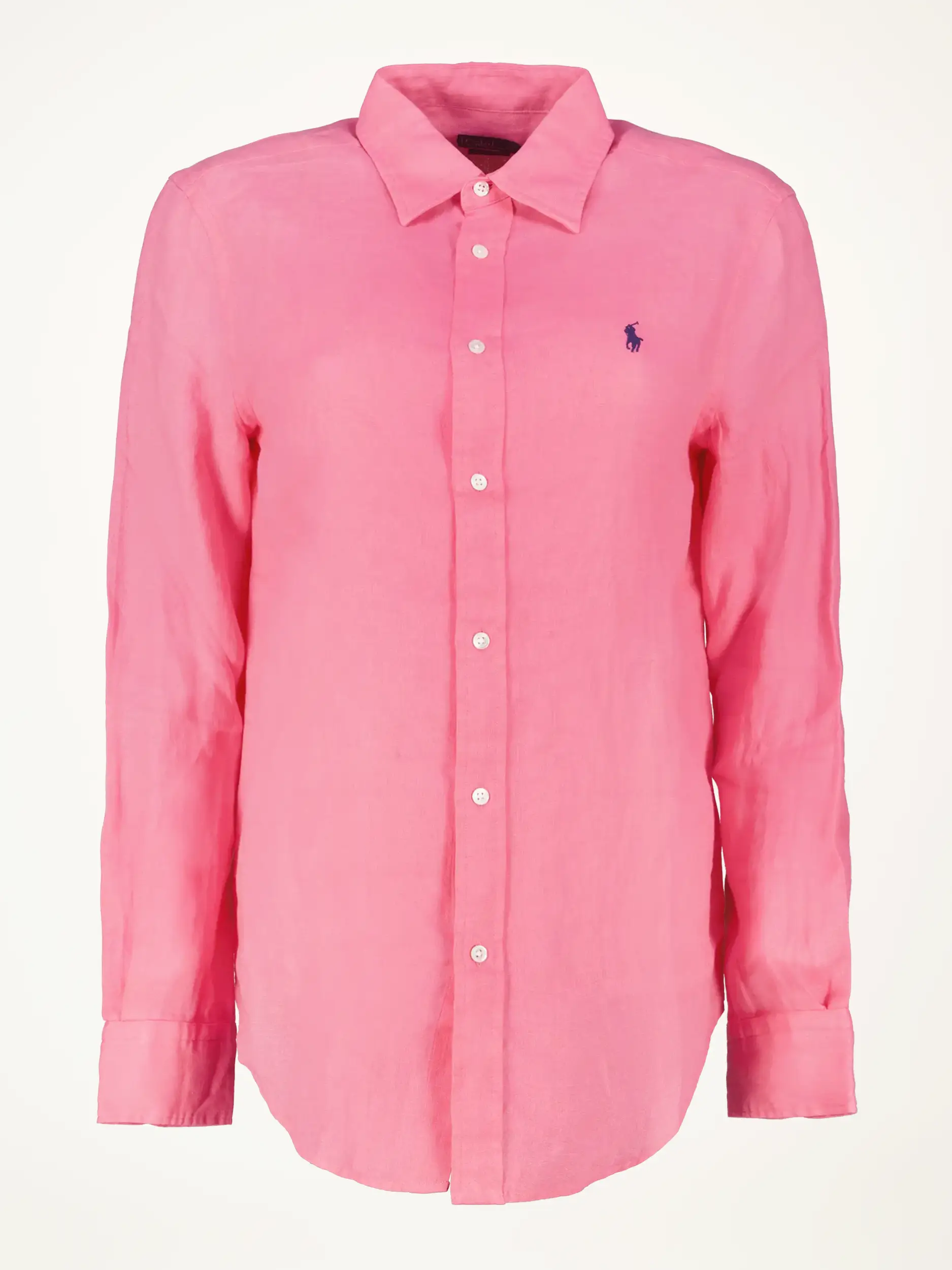 Bluse aus Leinen langarm - Artikelansicht - Farbe: Rosa&Pink