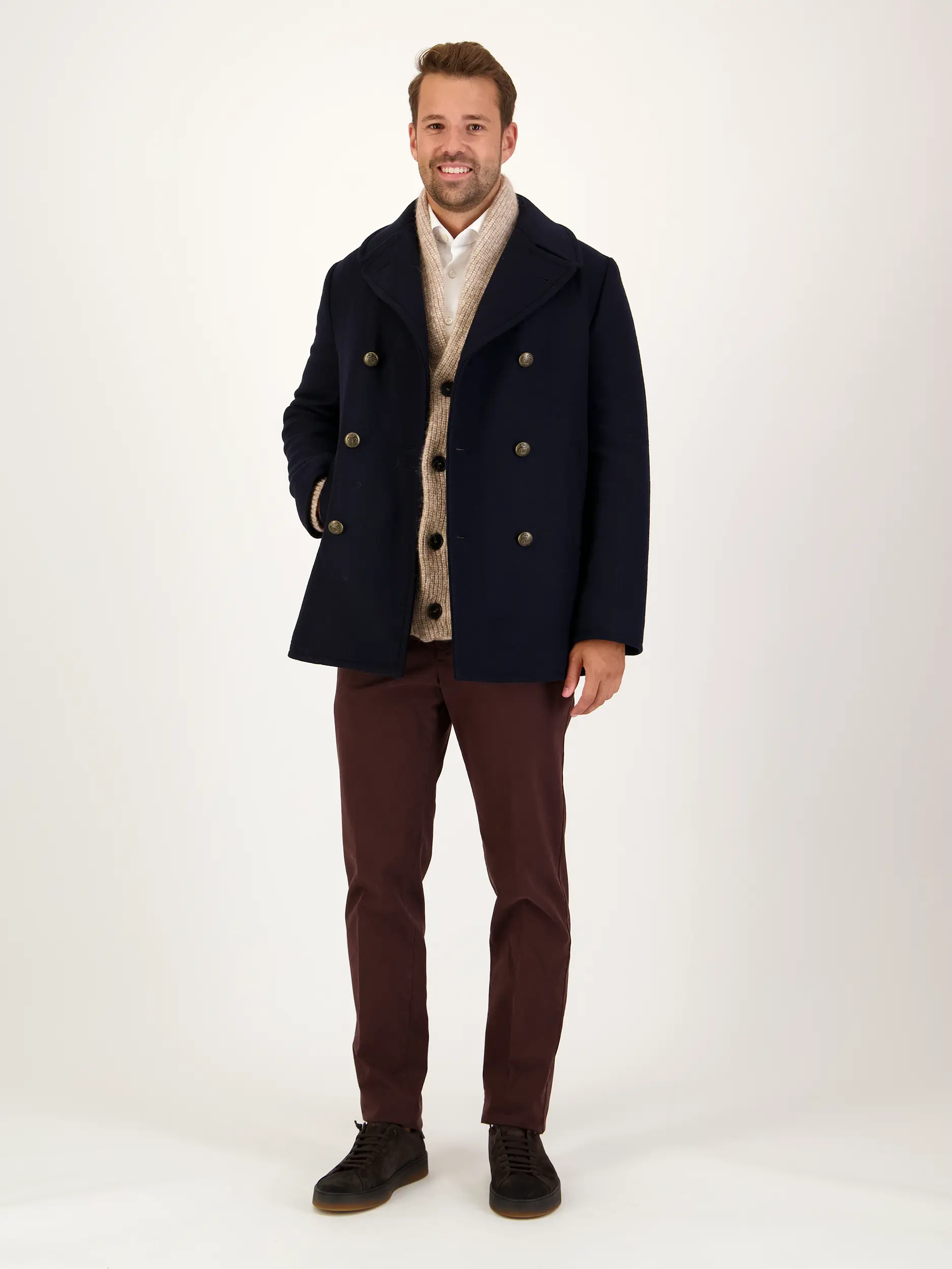 Jacke aus Woll-Mix - Artikel Teil eines Outfits getragen von einem Modell - Farbe: Blau