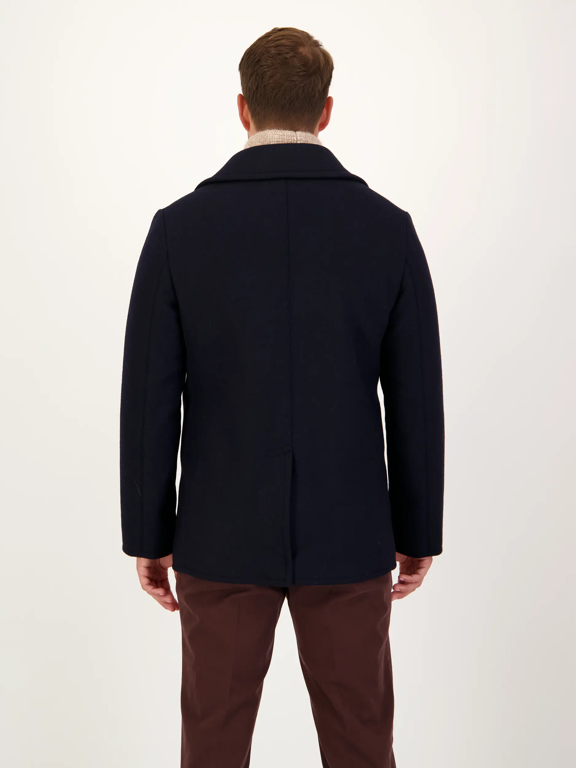 Jacke aus Woll-Mix - Artikel Rückseite getragen von einem Modell - Farbe: Blau