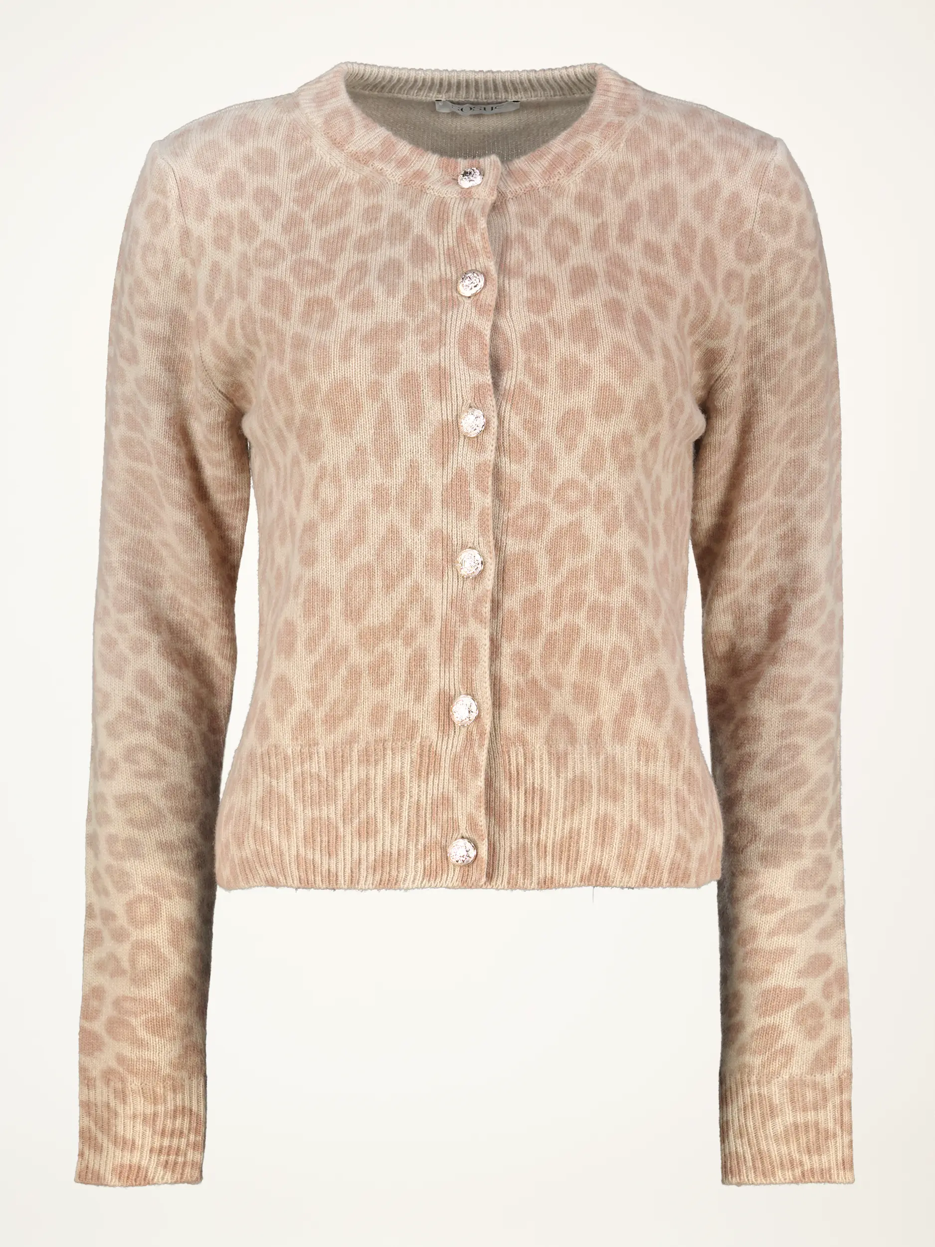 Strickjacke 'Leocardigan' aus Wolle mit Leo-Print - Artikelansicht - Farbe: Beige