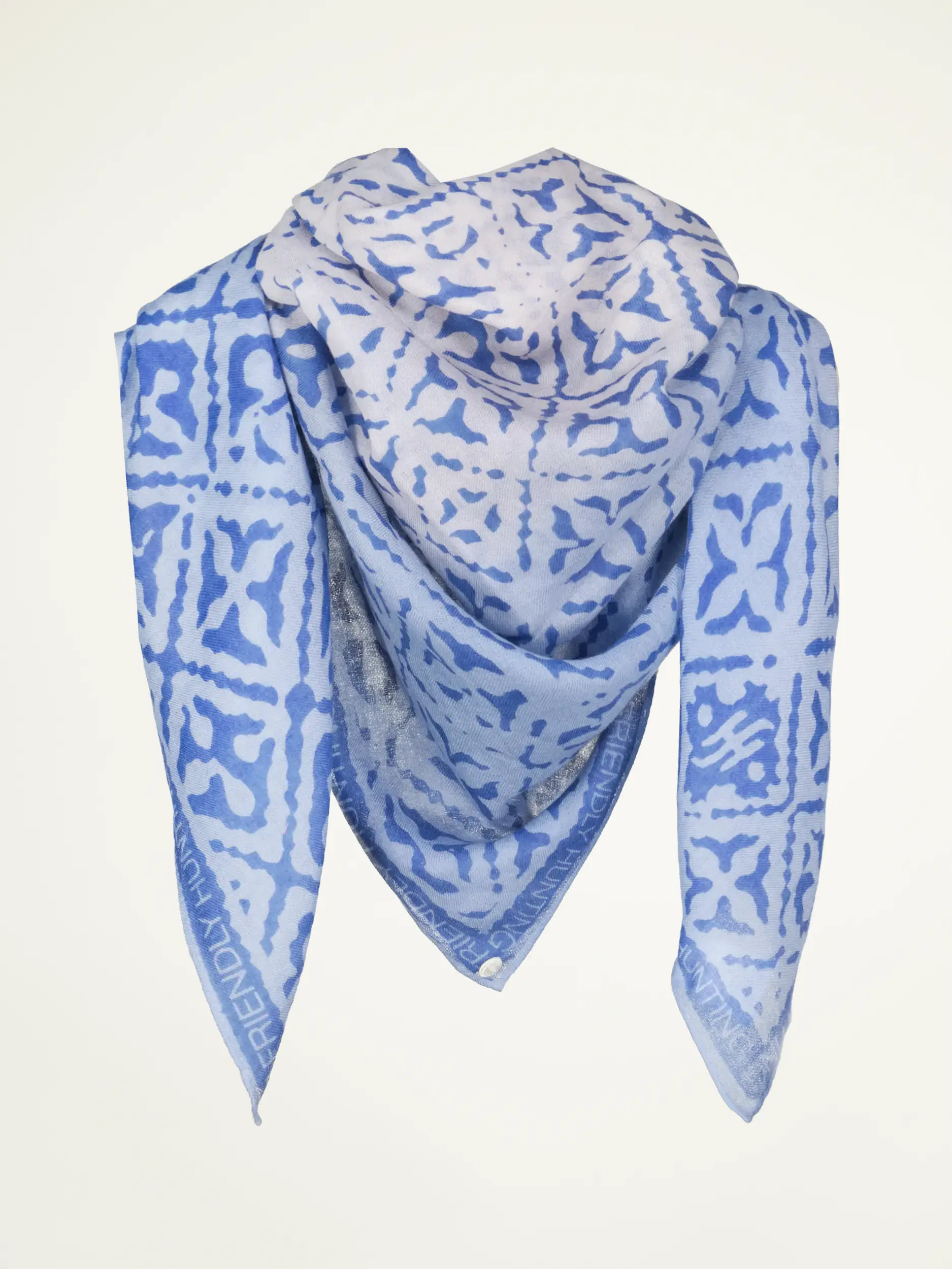 Gemustertes Tuch 'Eyes of Marrakesh' aus Kaschmir - Artikelansicht - Farbe: Blau