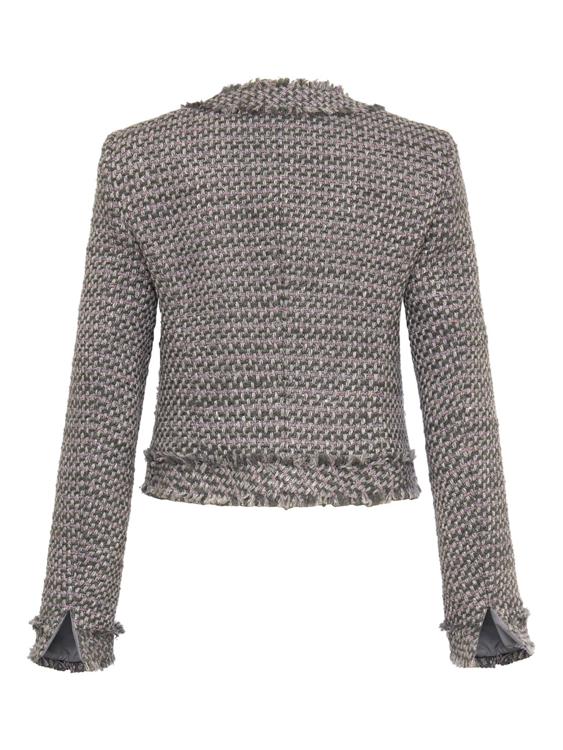 Bouclé Jacke  - Artikel Rückseite - Farbe: Grau