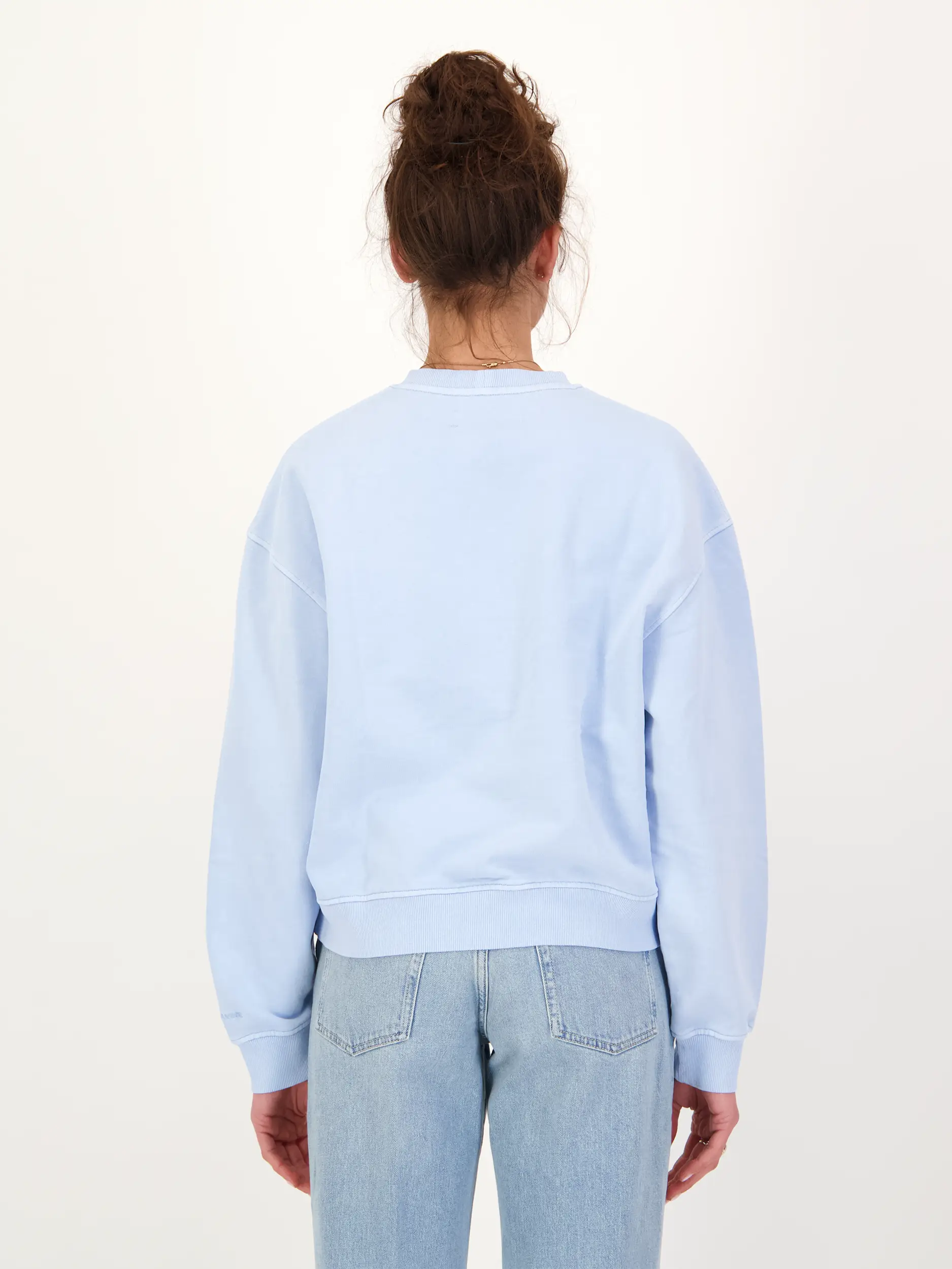 Sweatshirt 'Savan' langarm - Artikel Rückseite getragen von einem Modell - Farbe: Blau