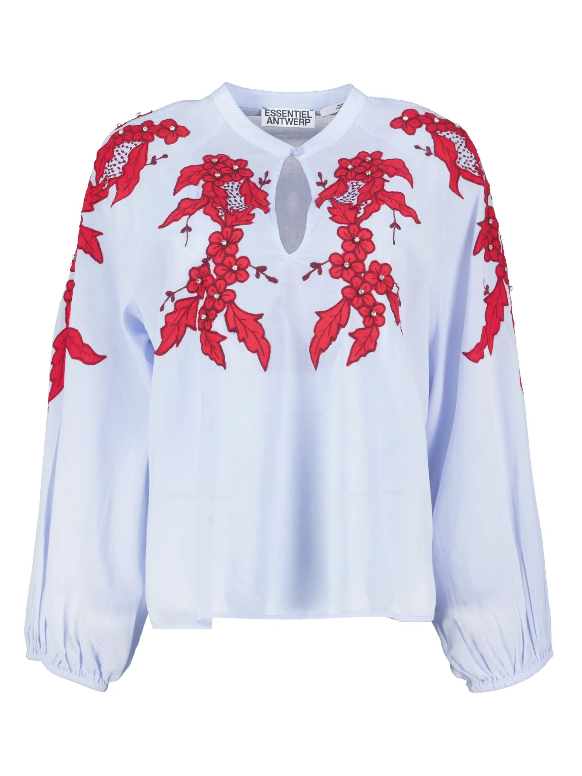 Baumwollbluse 'Ishimbay' mit Blumen Print langarm - Artikel Vorderseite - Farbe: Blau