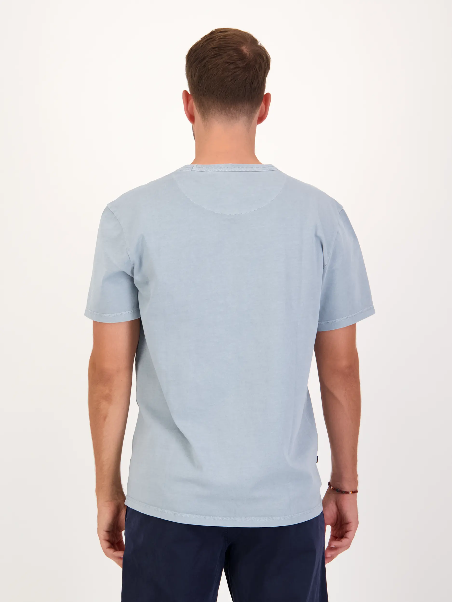 T-Shirt - Artikel Rückseite getragen von einem Modell - Farbe: Blau