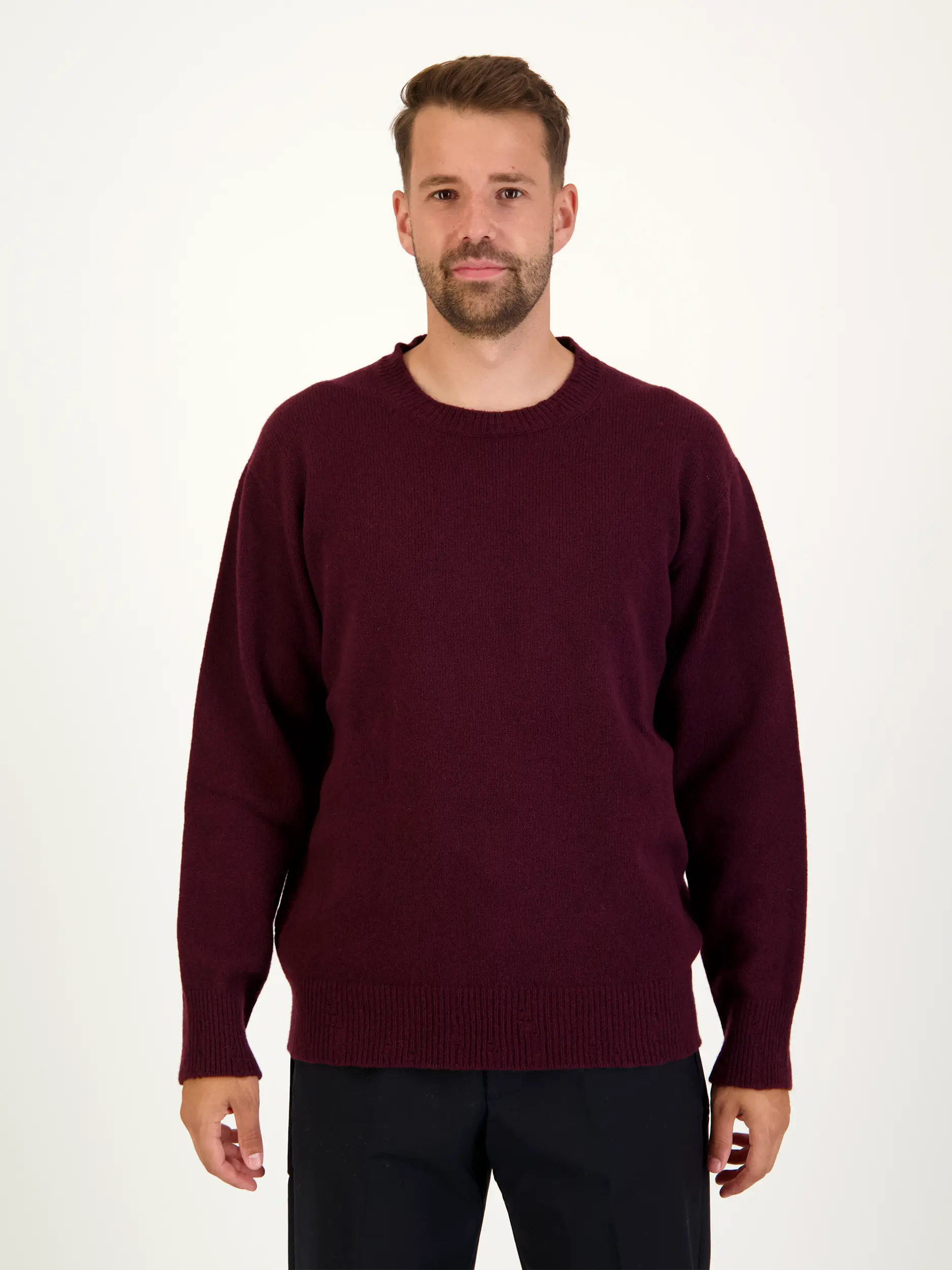 Pullover aus Kaschmir-Woll-Mix langarm - Artikel Vorderseite getragen von einem Modell - Farbe: Violett