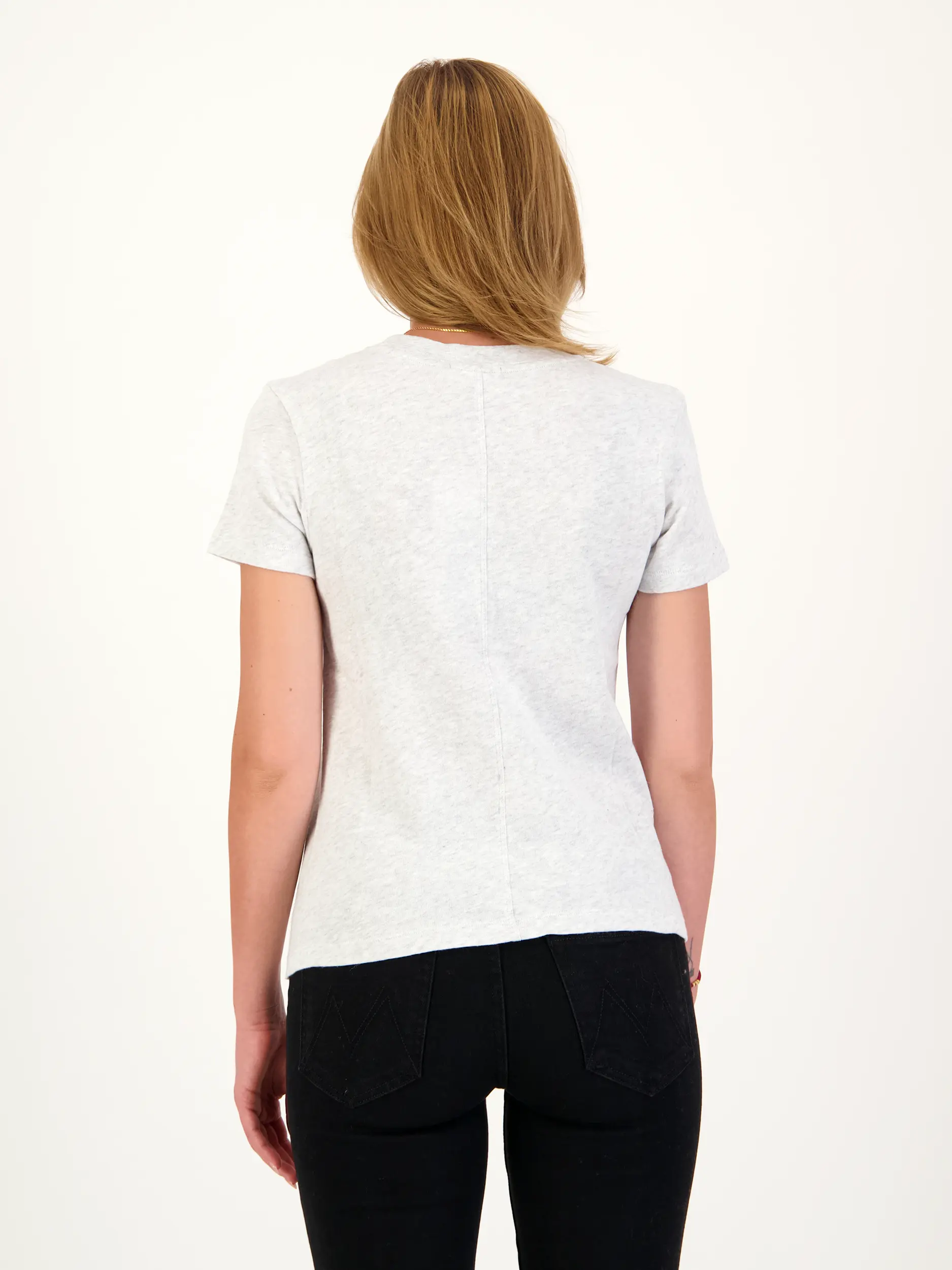 T-Shirt - Artikel Rückseite getragen von einem Modell - Farbe: Grau